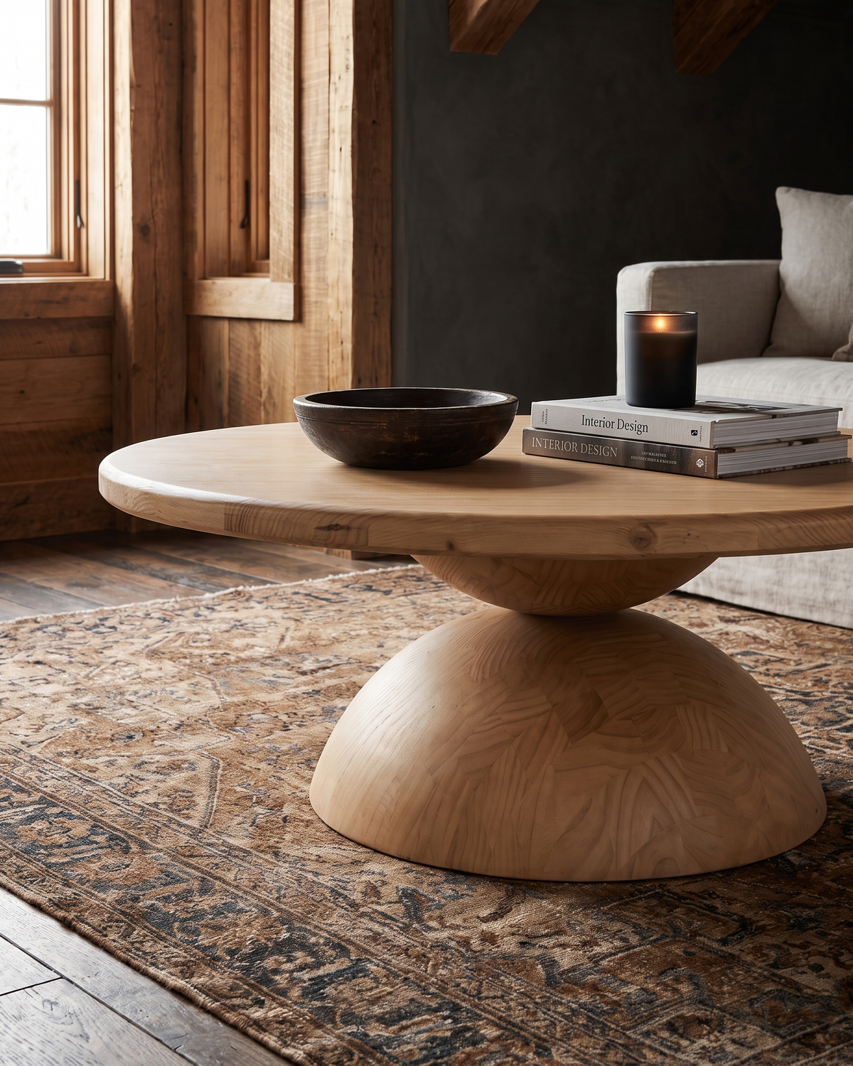 living room furniture modern mountain coffee table Hello Norden - Lovisa Coffee Table, styled in a modern rustic room