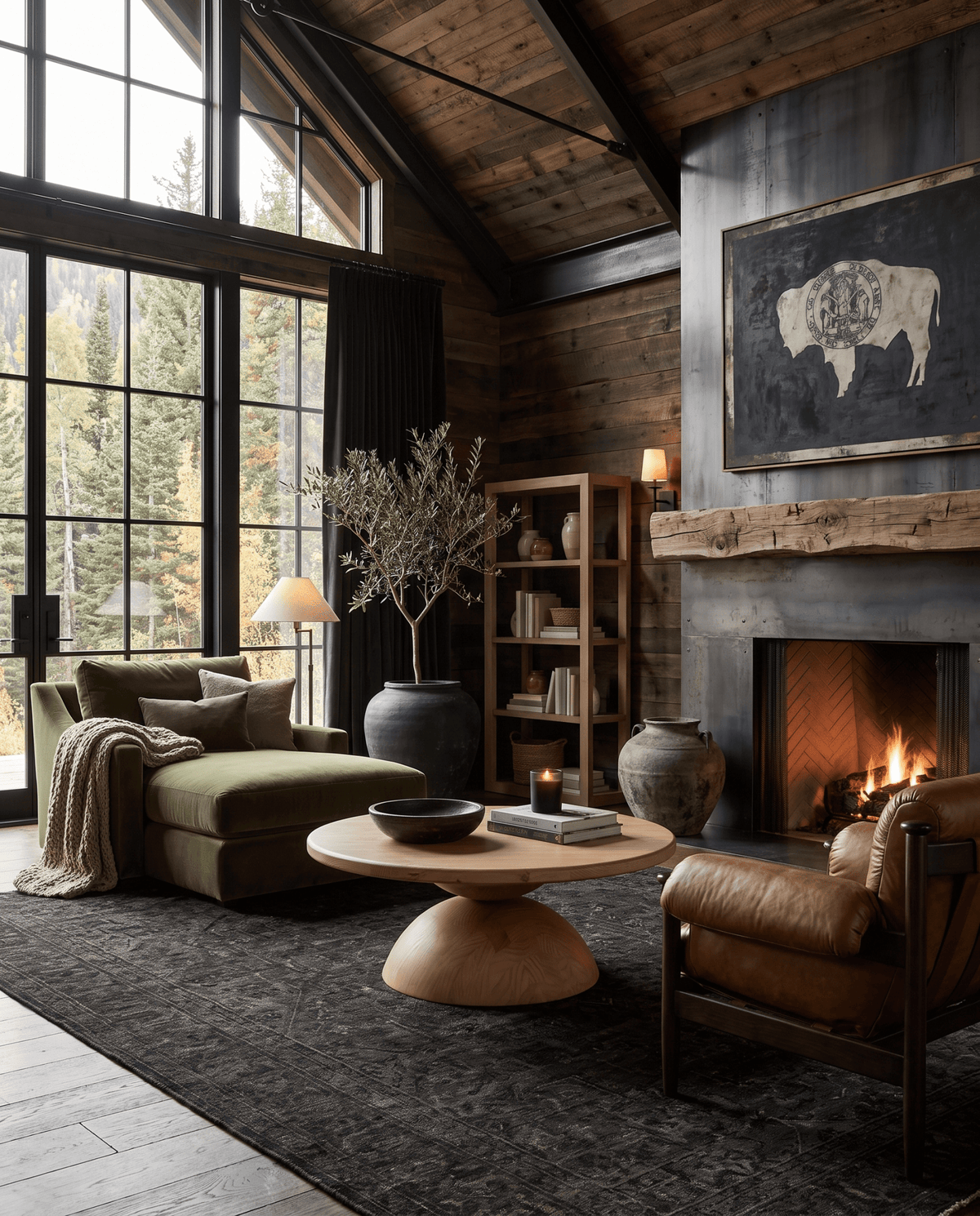 living room furniture modern mountain coffee table Hello Norden - Lovisa Coffee Table, styled in a modern rustic room