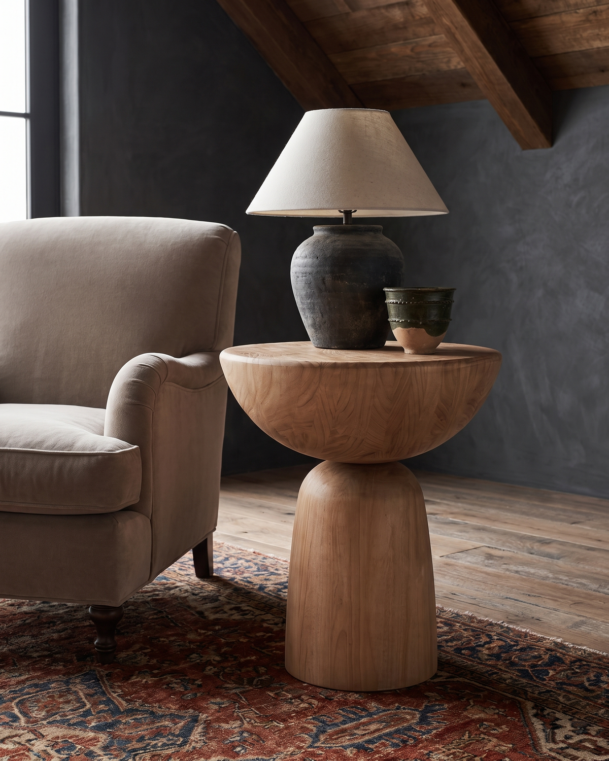 living room furniture modern mountain side table Hello Norden - Lovisa Side Table, styled in a modern rustic room
