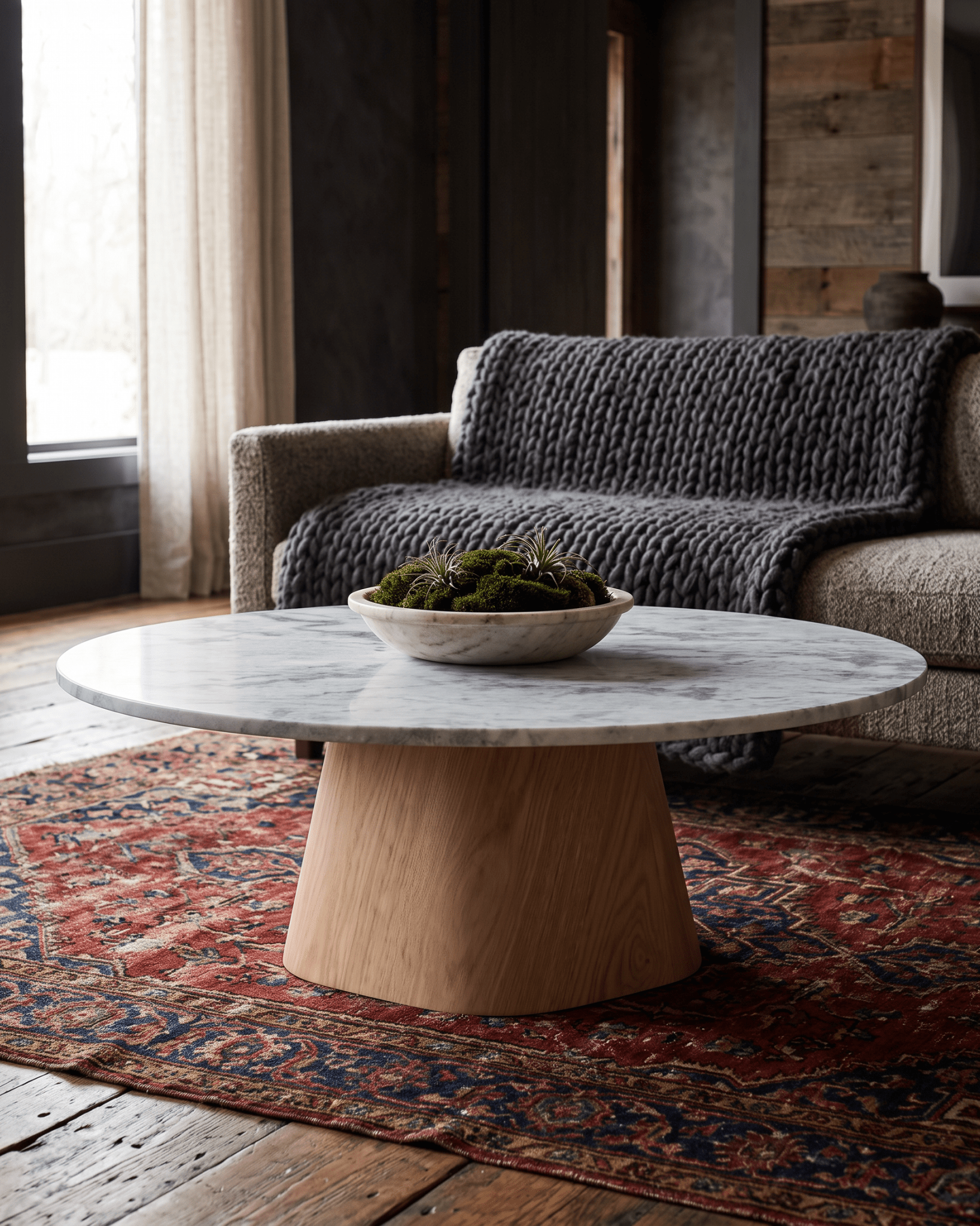 living room furniture modern mountain coffee table Hello Norden - Lynnea Coffee Table, styled in a modern rustic room
