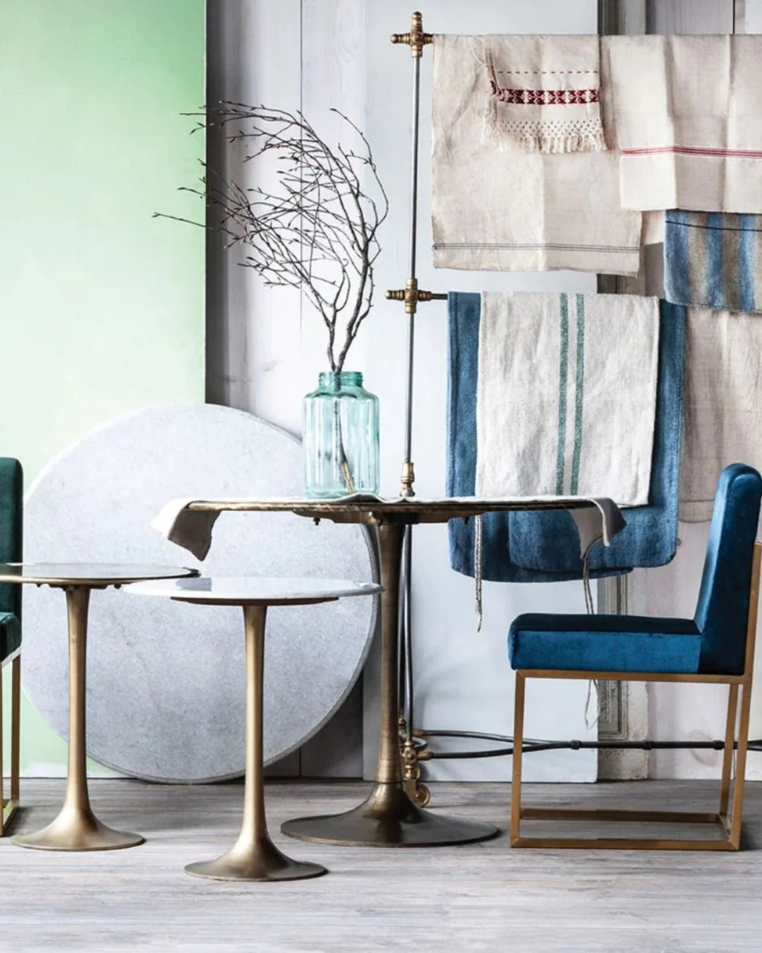 Ester Brass and Marble Dining Table - Dining Tables - Hello Norden