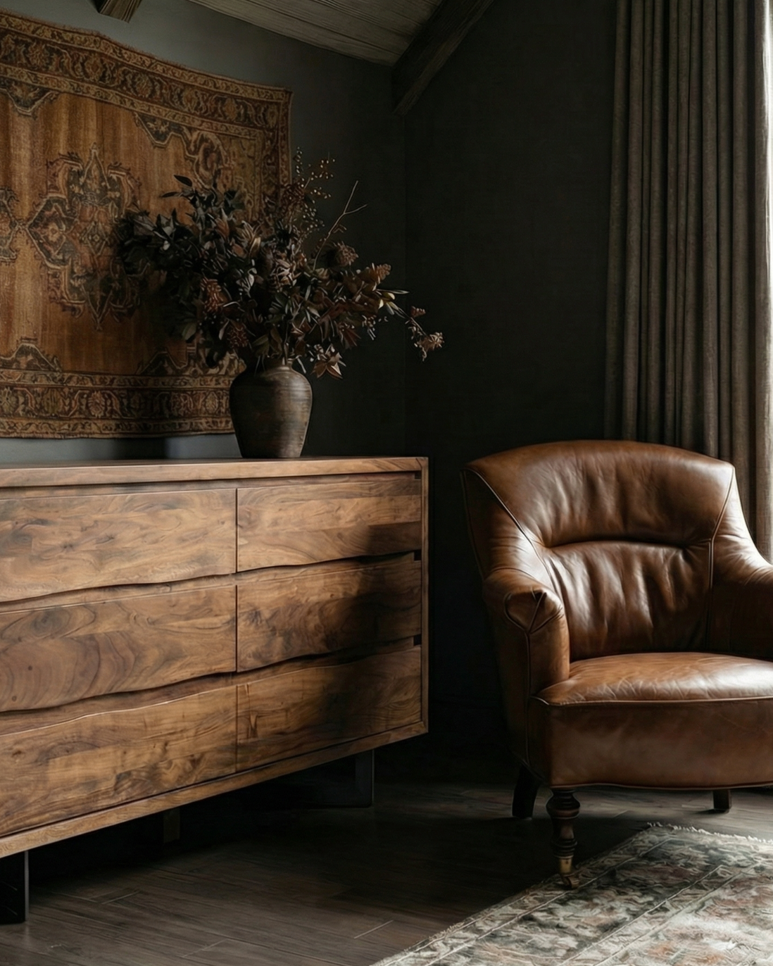 medium brown wood live edge 6 drawer dresser modern mountain farmhouse bedroom Hello Norden 2 furniture 2