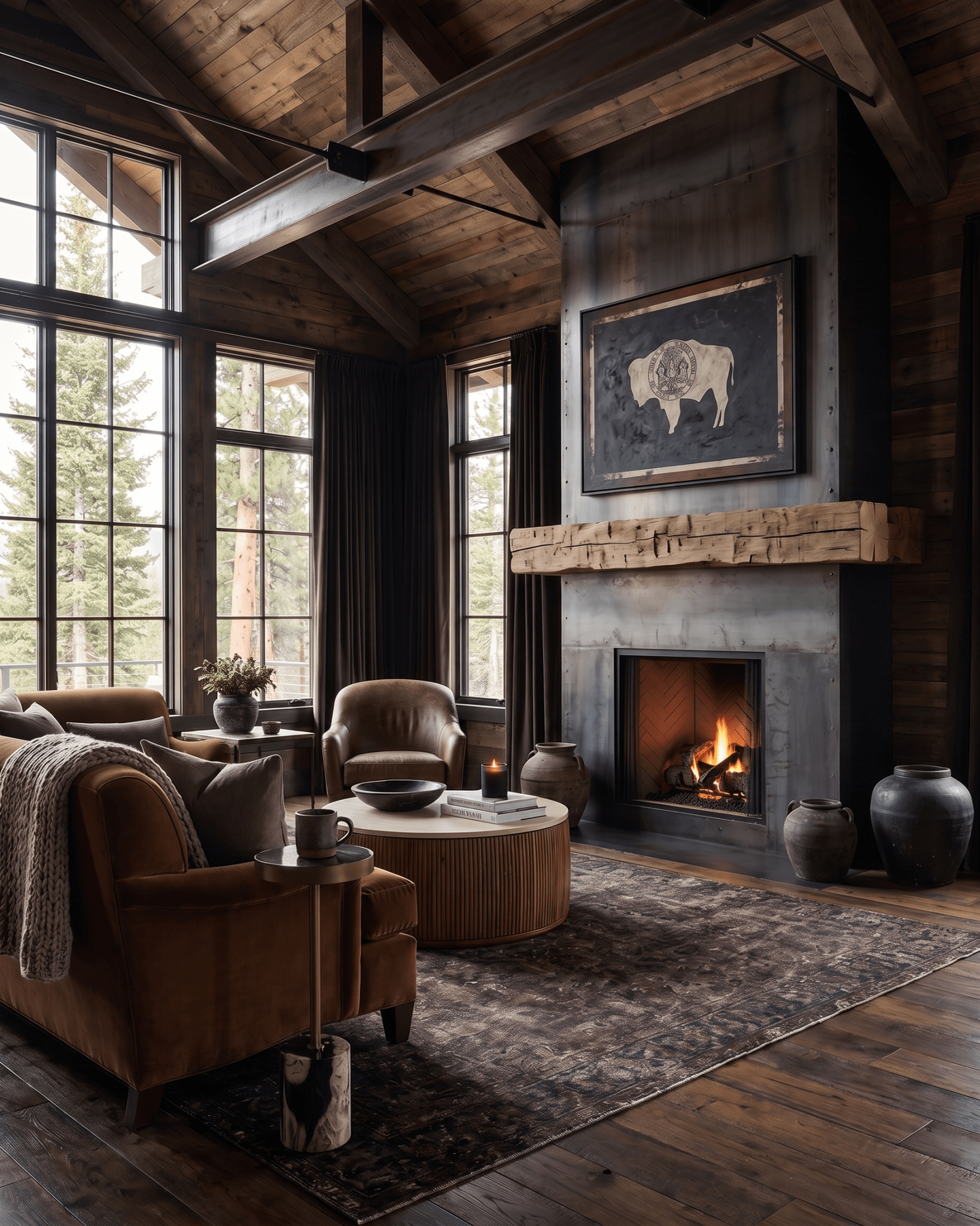 living room furniture modern mountain side table Hello Norden - Morten Side Table, styled in a modern rustic room