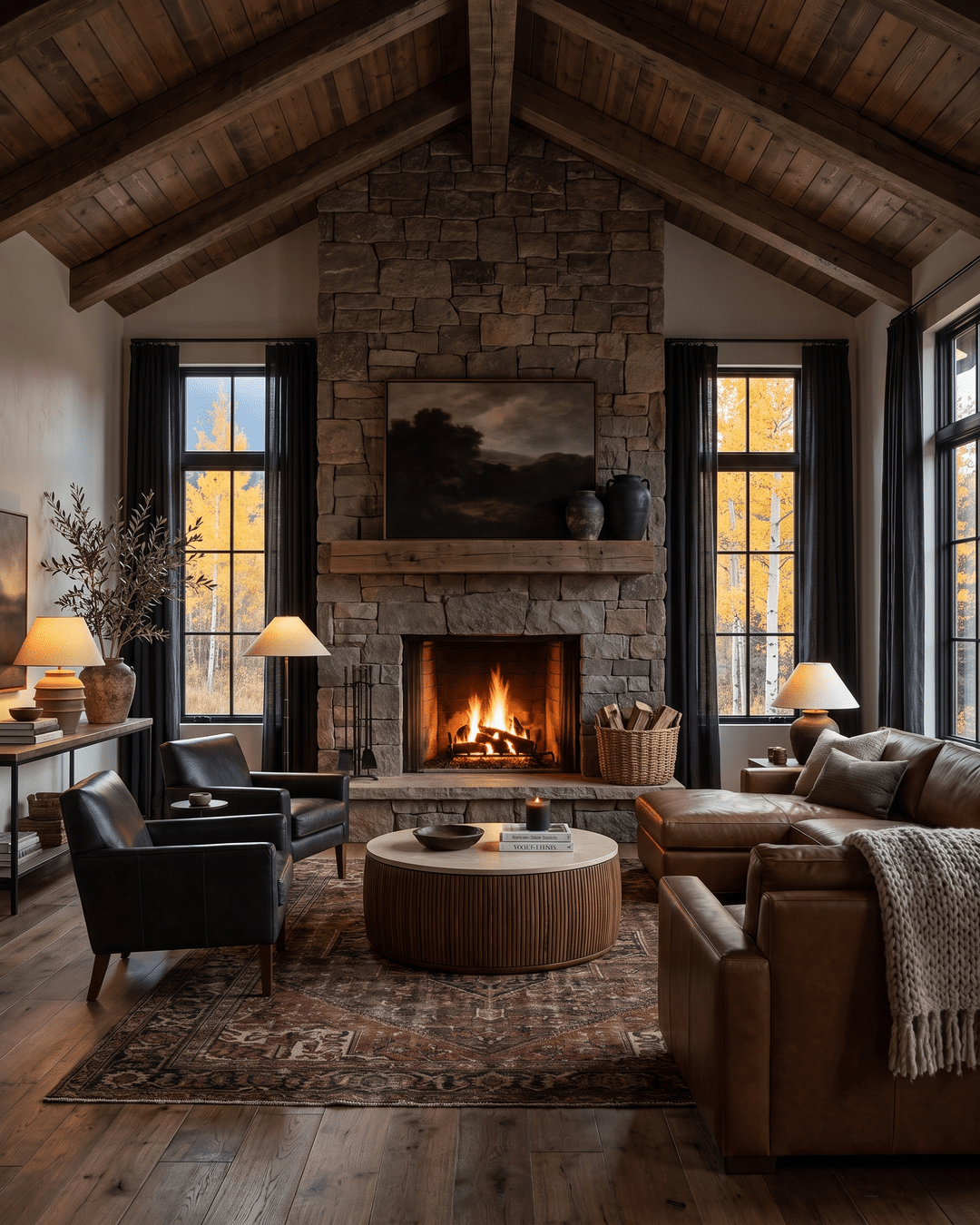 modern mountain Ottar Coffee Table Hello Norden, shown in a rustic modern room
