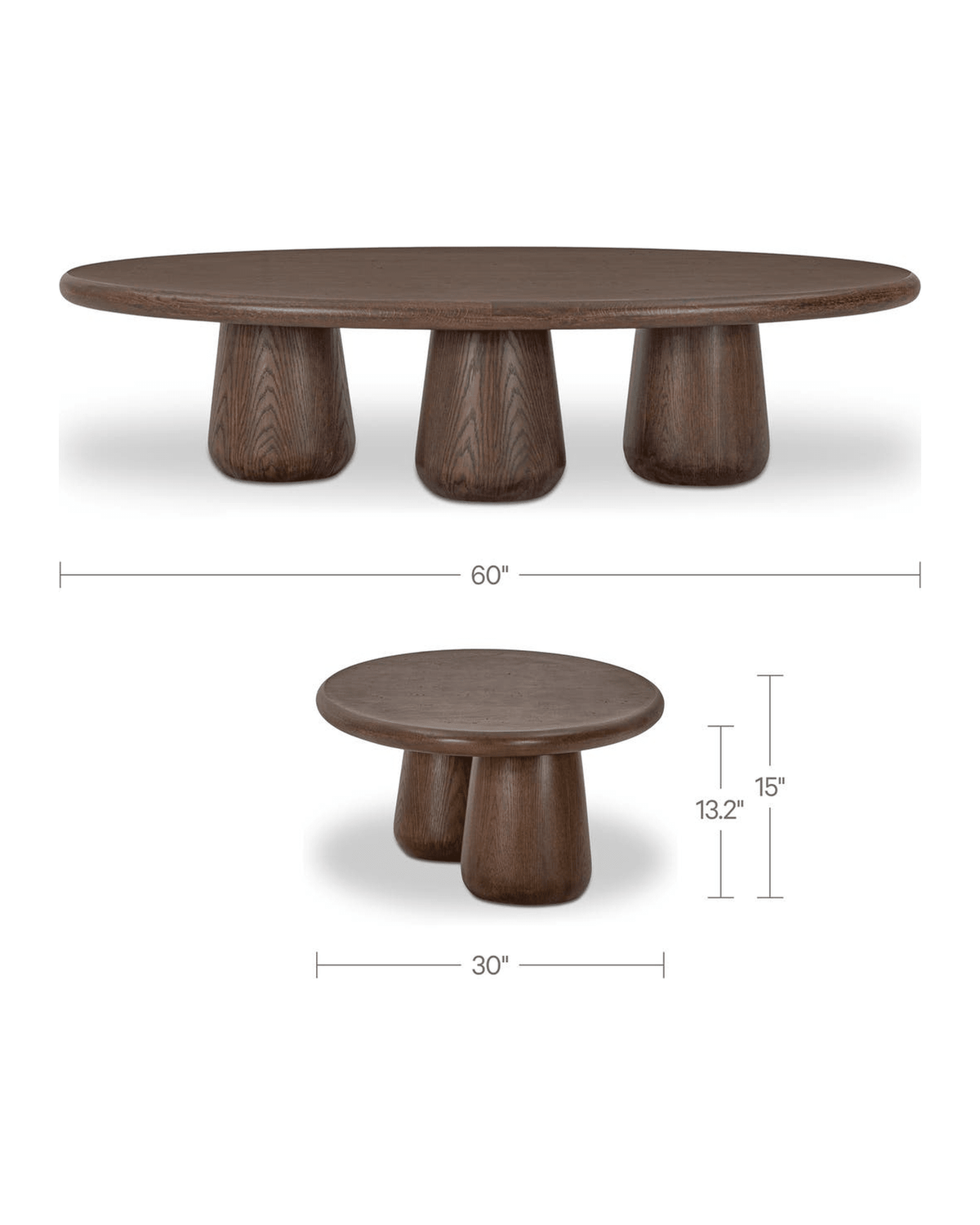 living room furniture modern mountain top edge frame and base: solid oak coffee table Hello Norden - Petter Coffee Table Dark, dimensions