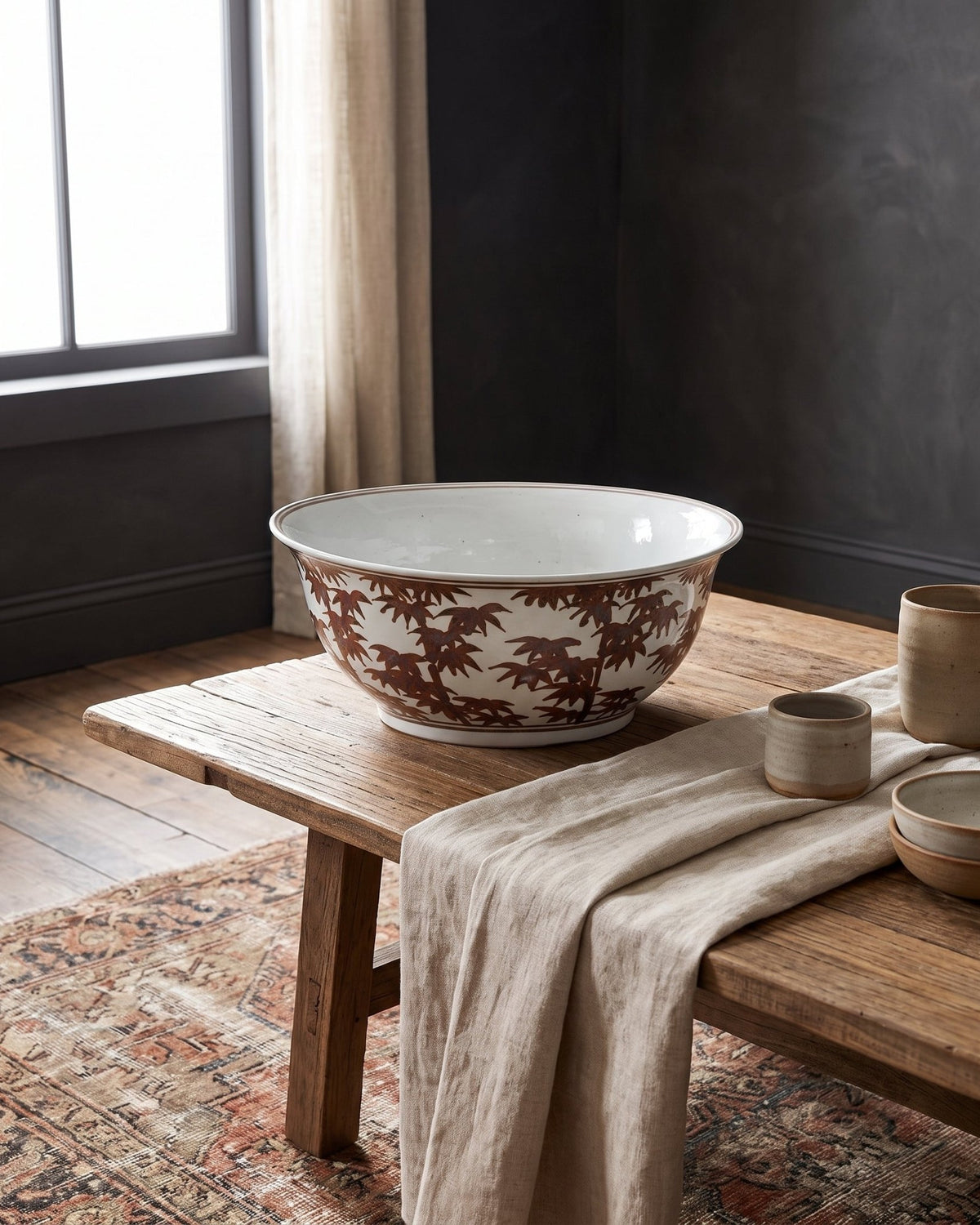 living room furniture modern mountain vintage bowl Hello Norden - Aslak Shunan Charger, styled in a modern rustic room