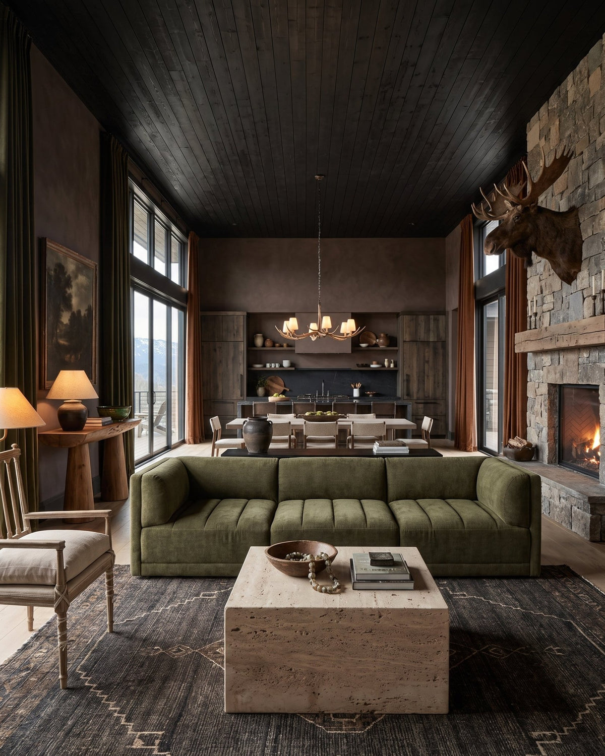 modern mountain Rakel Coffee Table Hello Norden, shown in a rustic modern room