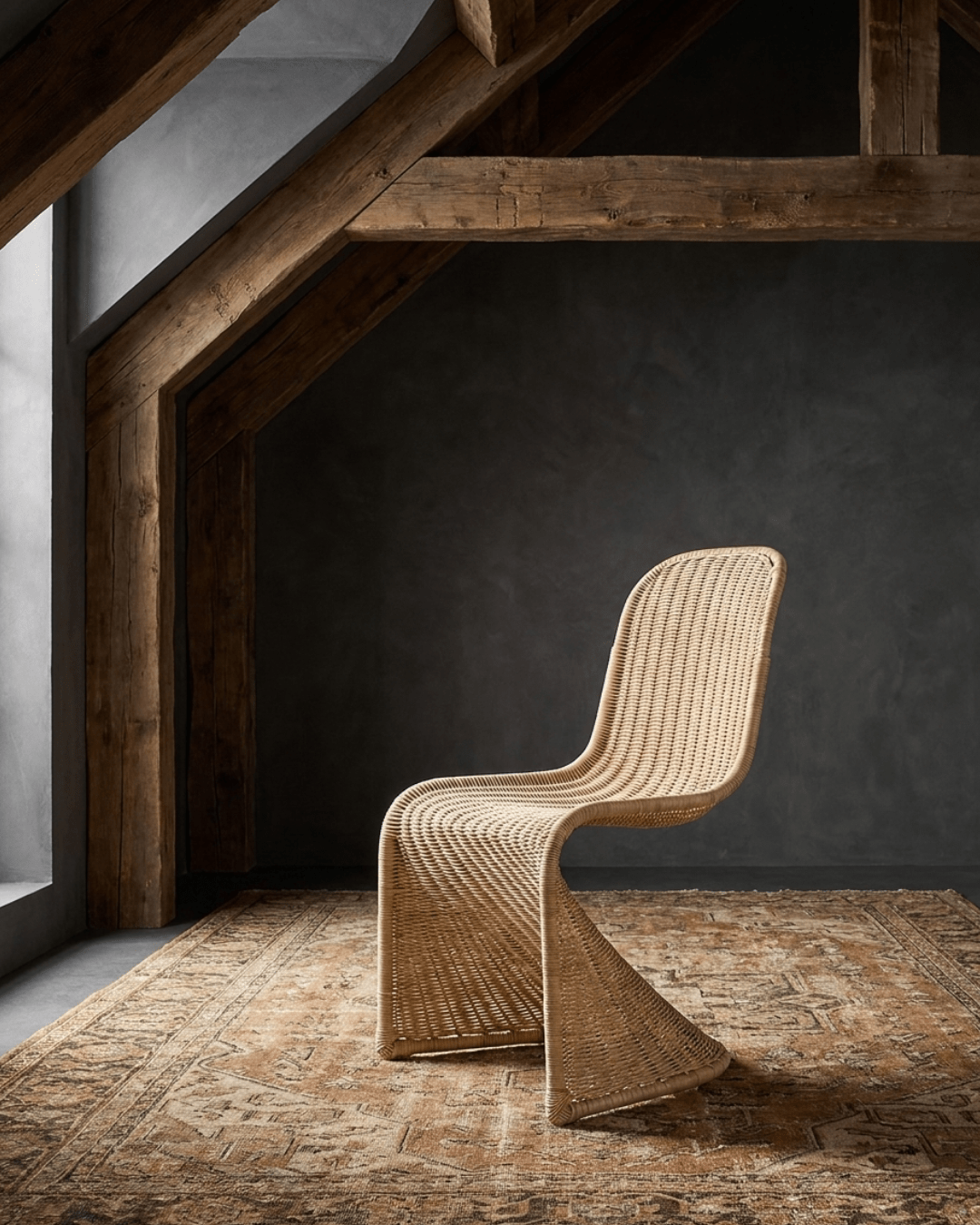 Hansel Panton Curved Accent Chair in Rattan Weave - Dining Chairs - Hello Norden
