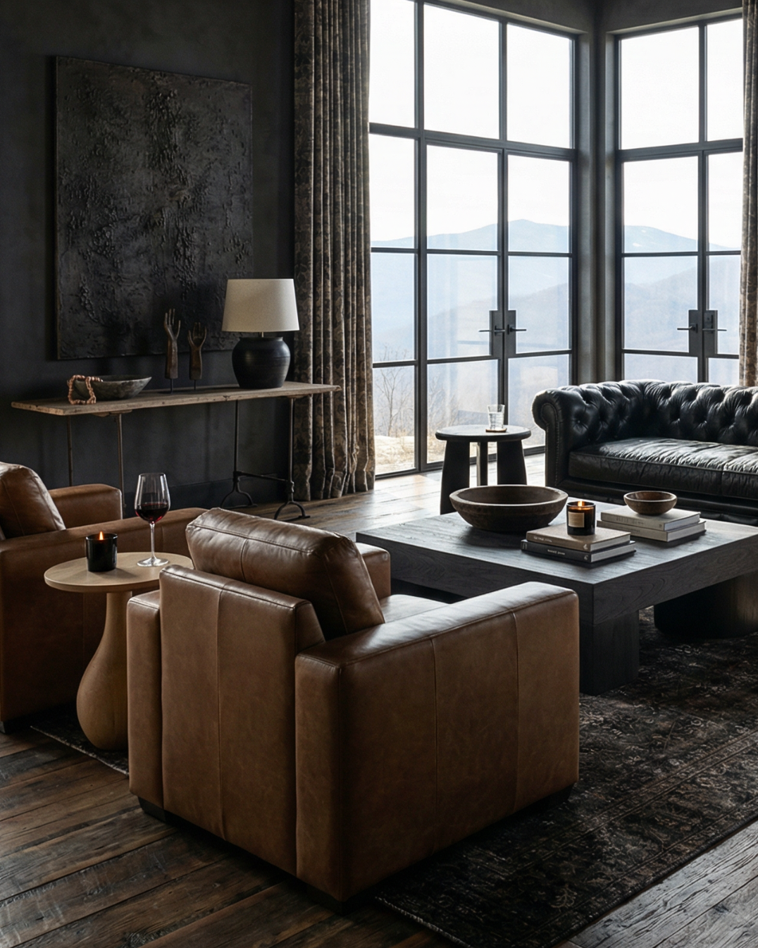 reclaimed wood and rusted rusty iron console side table modern farmhouse mountain living room furniture console Hello Norden