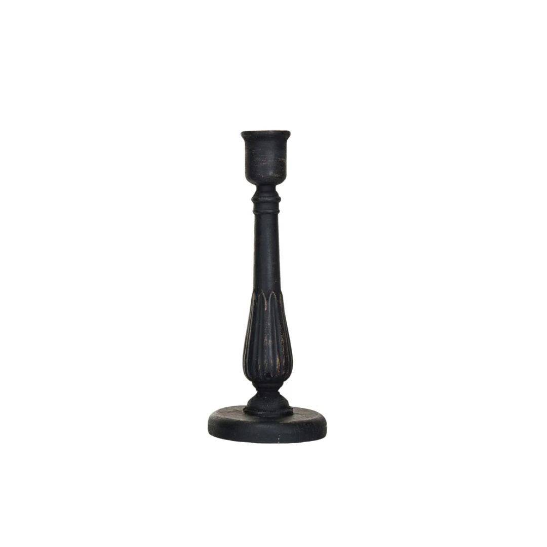 Sanna Carved Wood Taper Holders - Candle Holders - Hello Norden