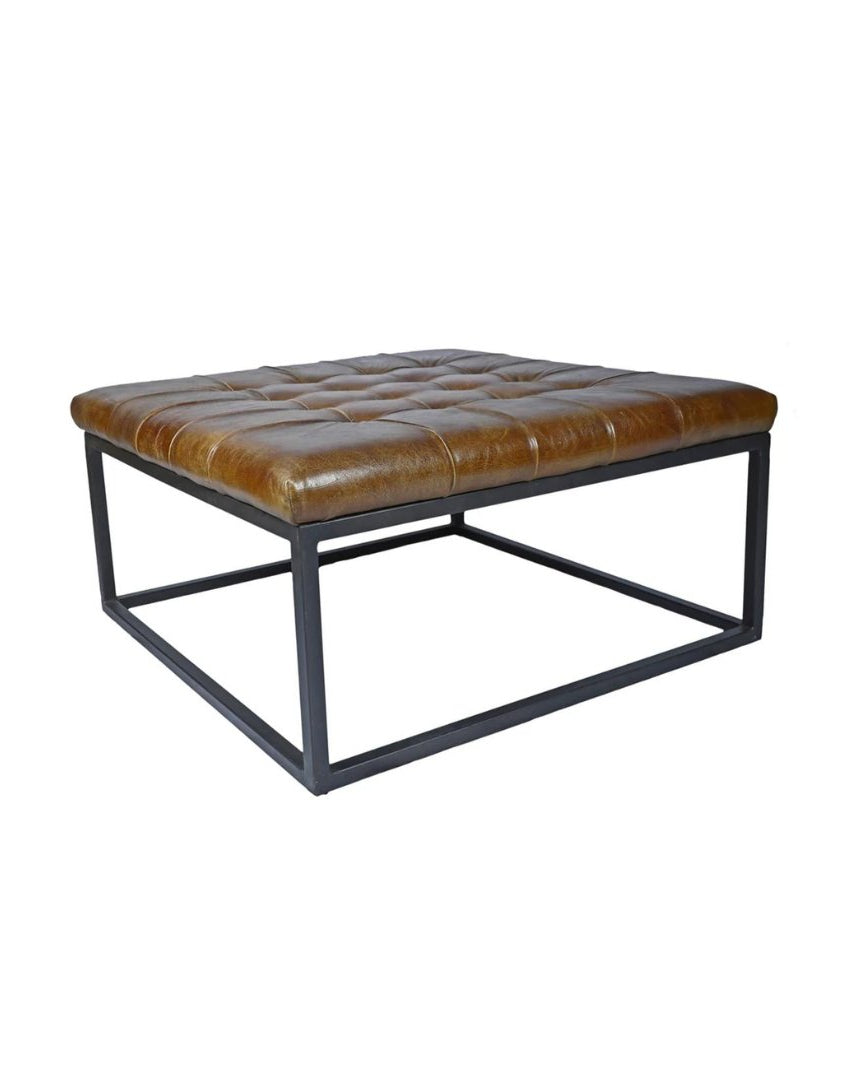 Selma Leather Ottoman Square - Ottomans - Hello Norden