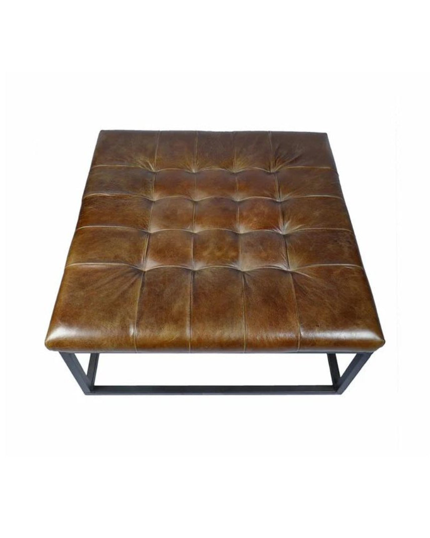 Selma Leather Ottoman Square - Ottomans - Hello Norden