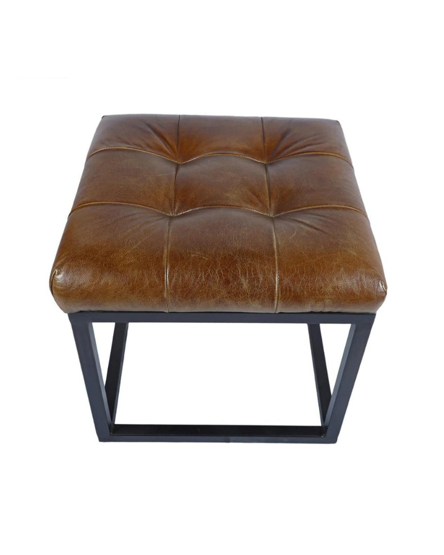 Selma Leather Ottoman Square - Ottomans - Hello Norden