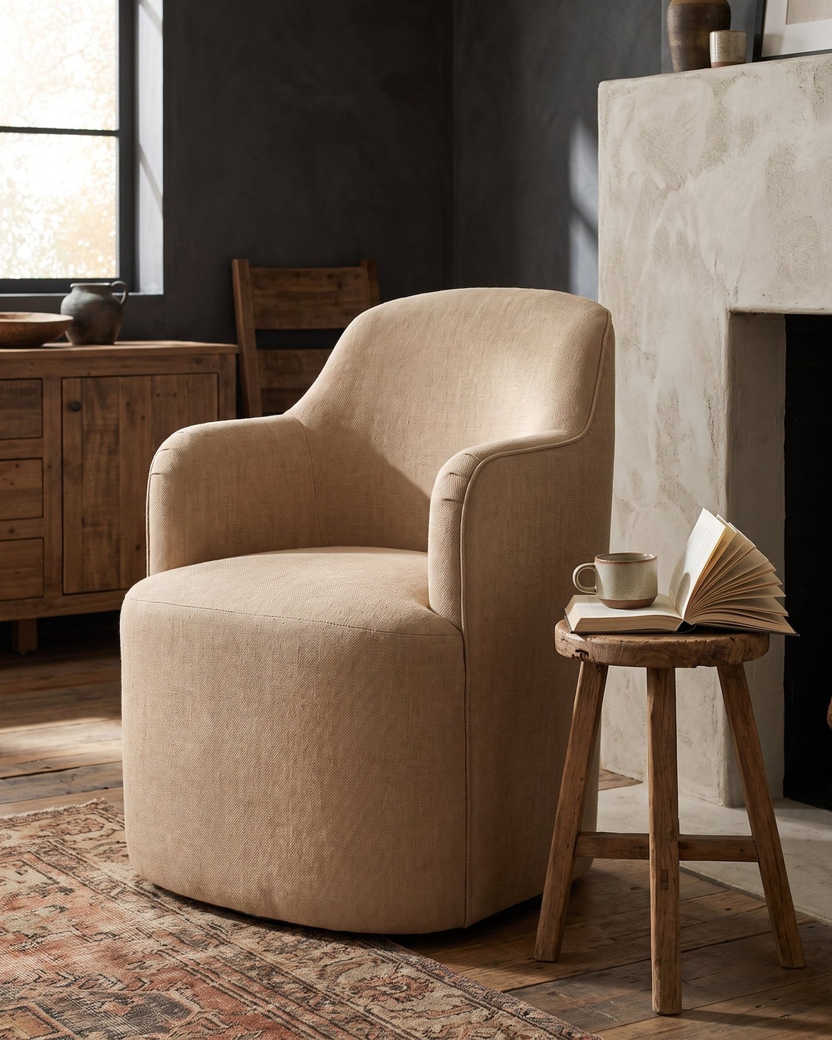 dining room furniture modern mountain velvet fabric dining chair Hello Norden - Sigrun Dining Chair, styled in a modern rustic room