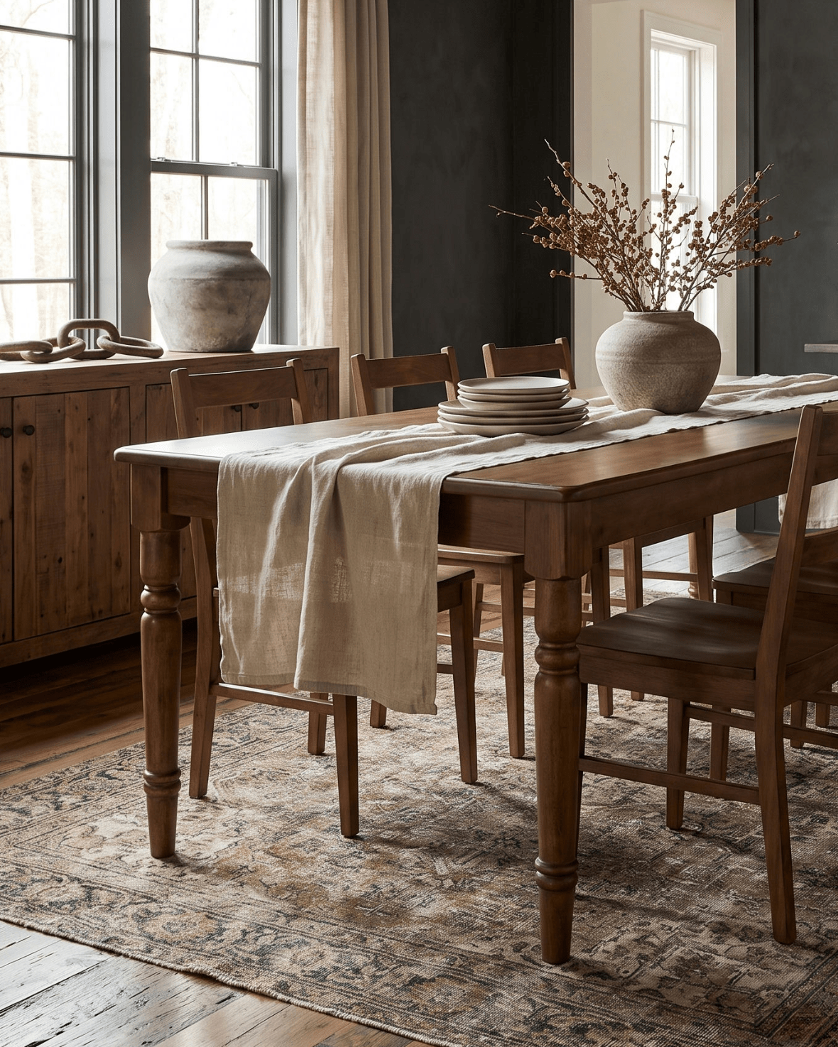 solid wood Erik farmhouse modern mountain dining table rectangle seats 8 Hello Norden brown