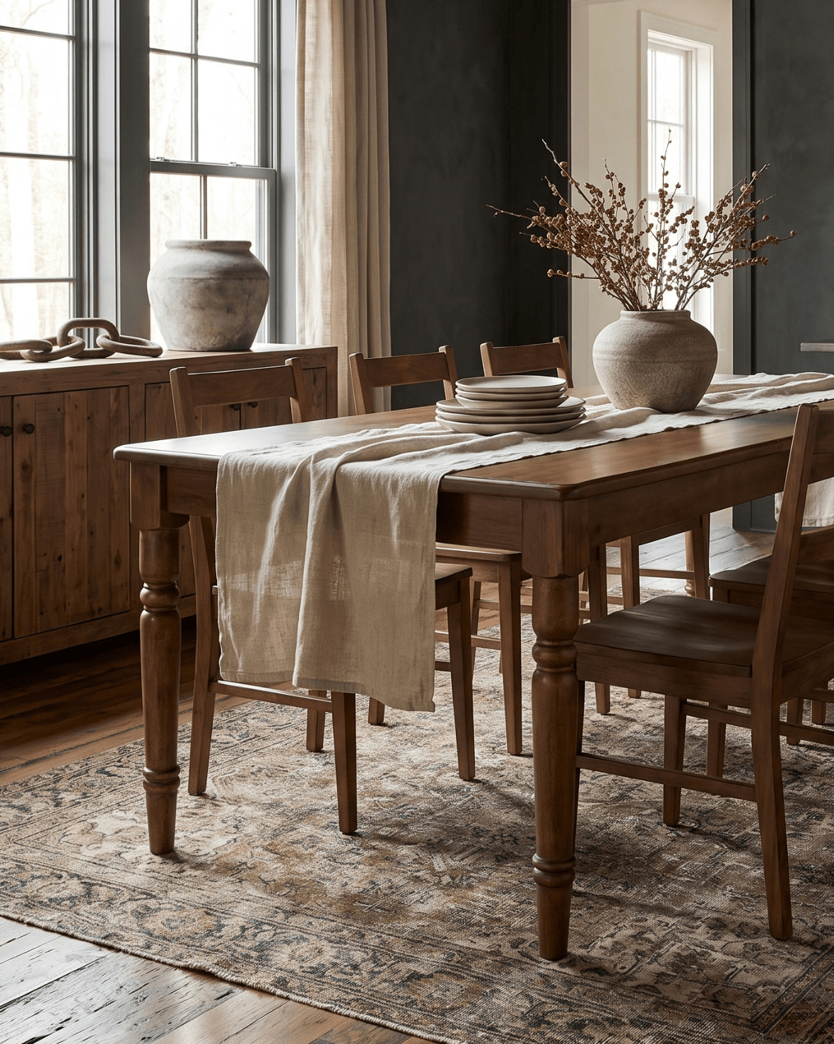 solid wood Erik farmhouse modern mountain dining table rectangle seats 8 Hello Norden brown