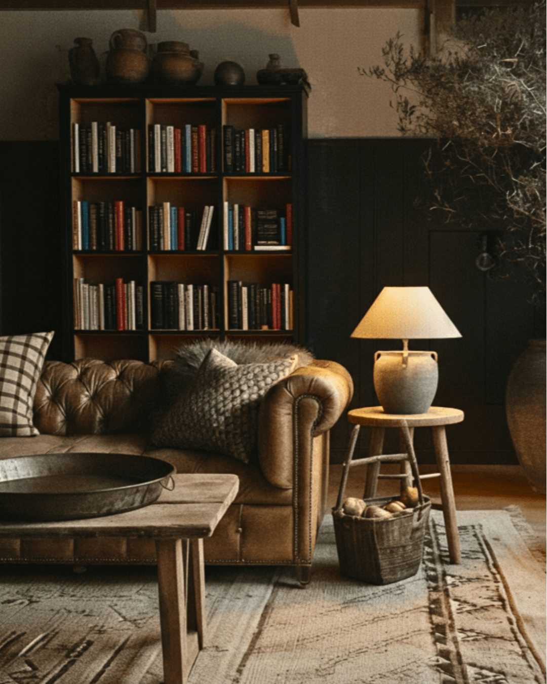 tall_black_metal bookcase_with_glass_doors_oak_interior_modern_Hello_Norden 2