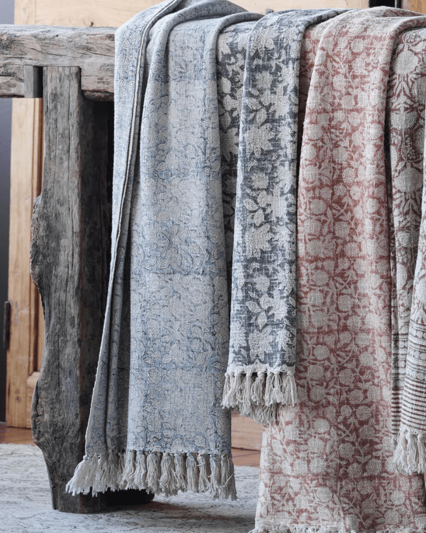 Sunniva Handloom Cotton Throw Block Print - Throw - Hello Norden