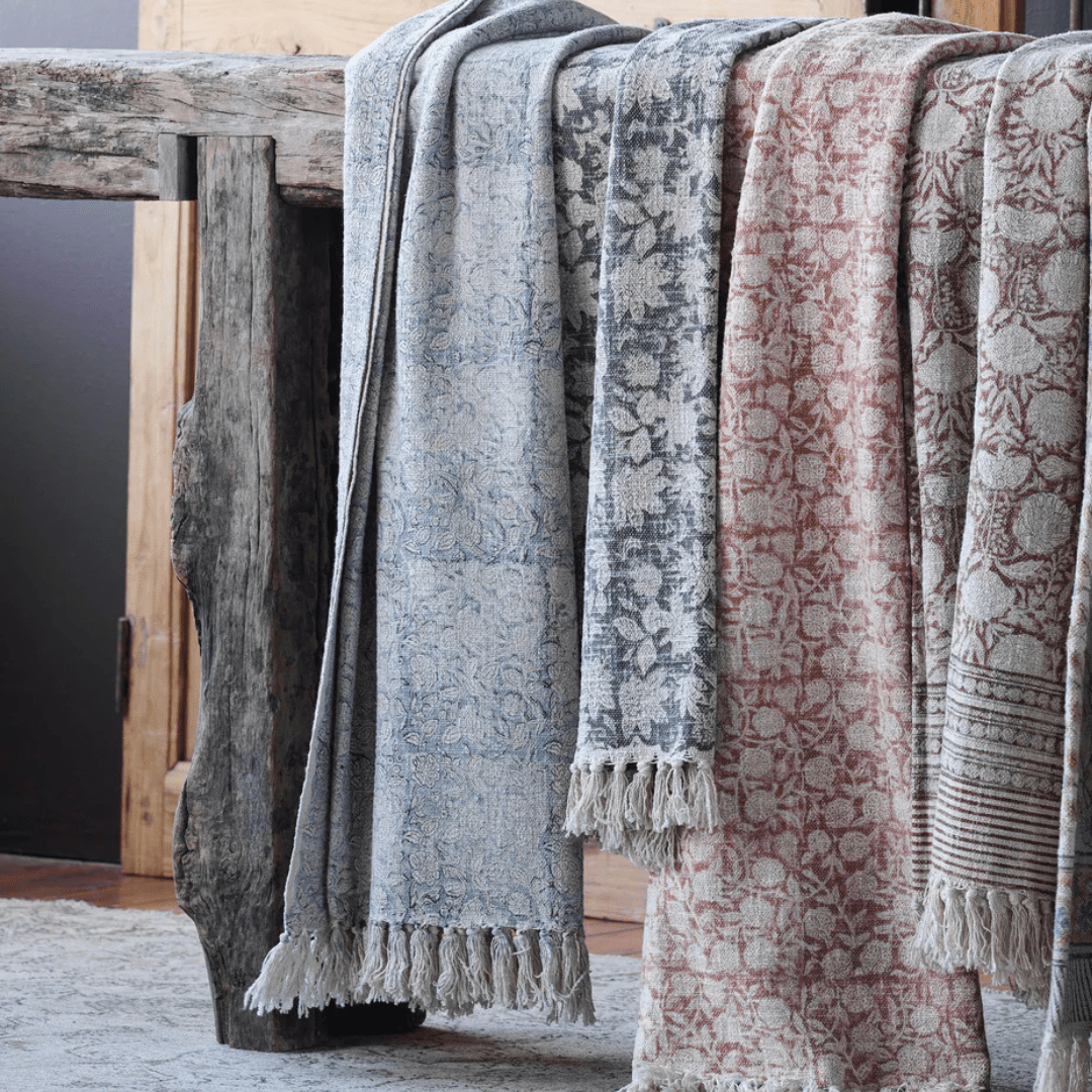 Sunniva Handloom Cotton Throw Block Print - Throw - Hello Norden