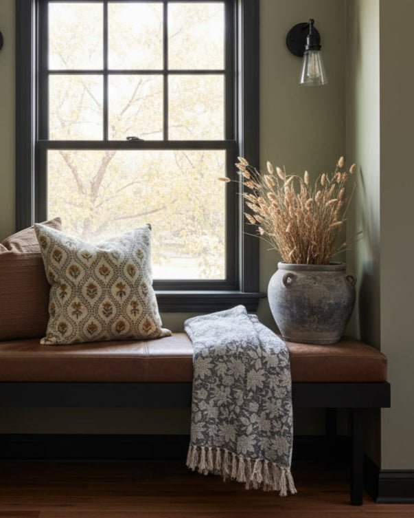 Sunniva Handloom Cotton Throw Block Print (Multiple Colors) - Throw - Hello Norden