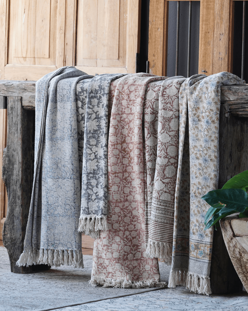 Sunniva Handloom Cotton Throw Floral Print - Throw - Hello Norden