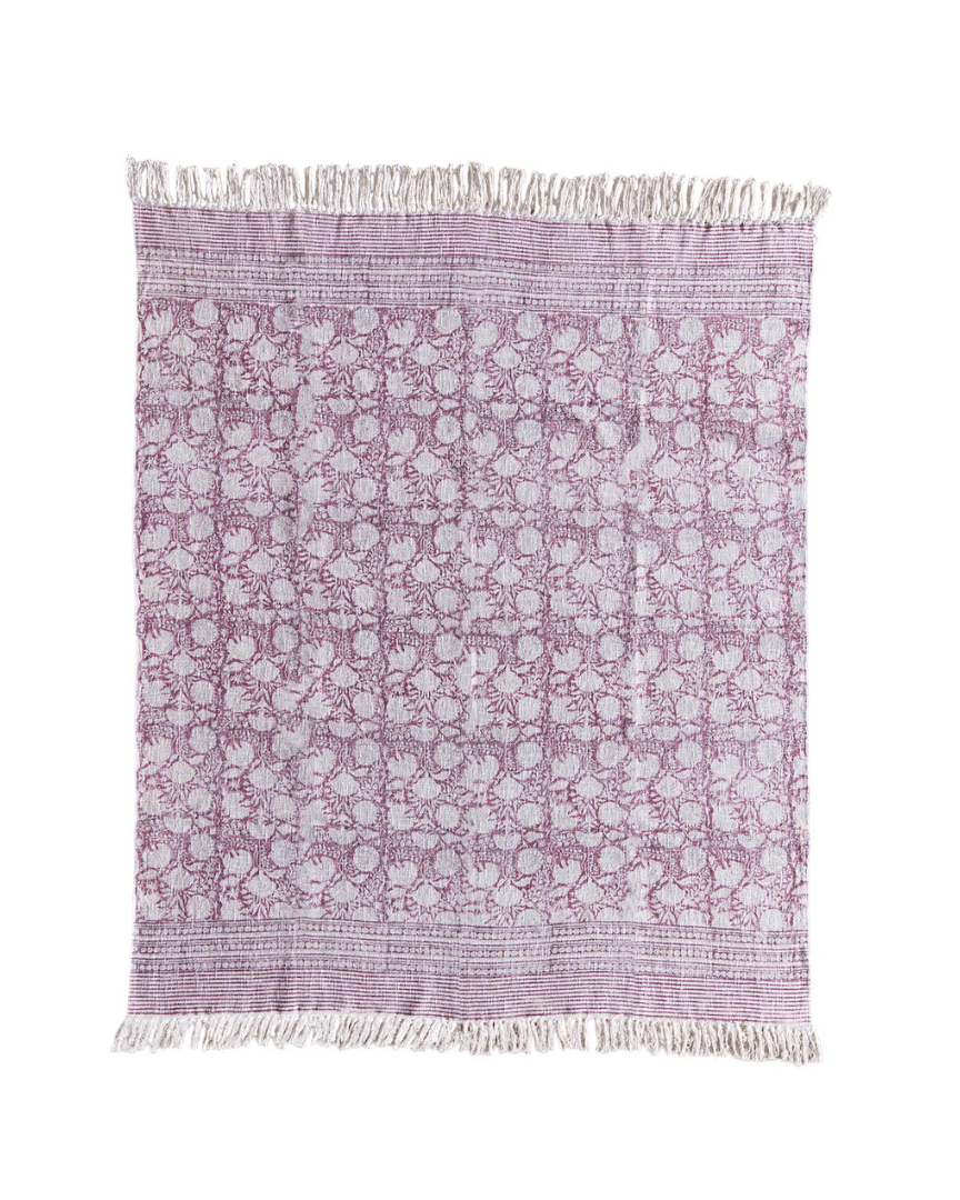 Sunniva Handloom Cotton Throw Floral Print - Throw - Hello Norden