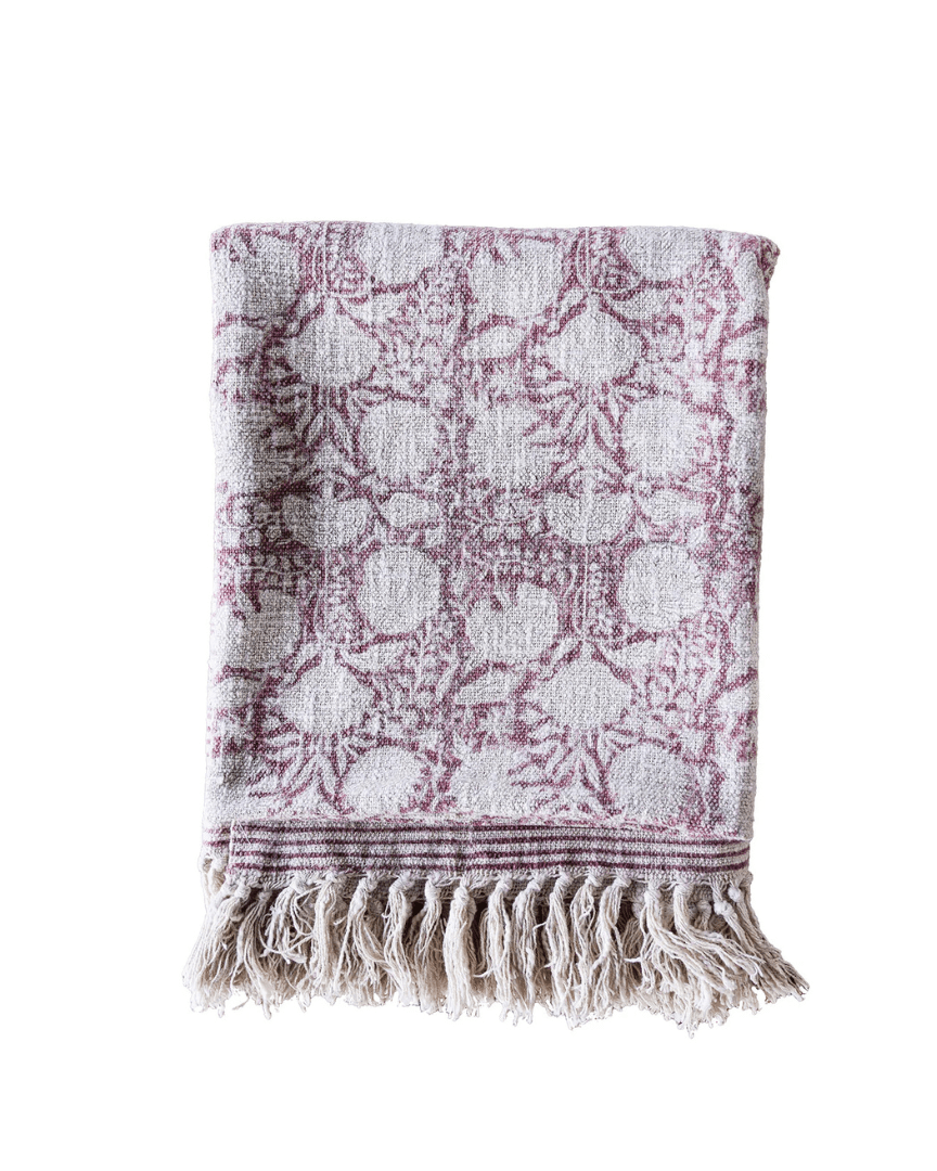 Sunniva Handloom Cotton Throw Floral Print - Throw - Hello Norden