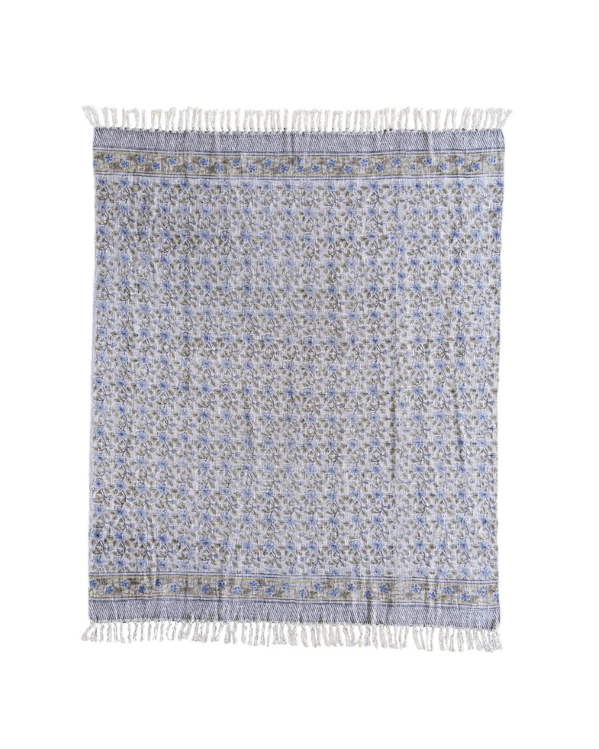 Sunniva Handloom Cotton Throw Floral Print - Throw - Hello Norden
