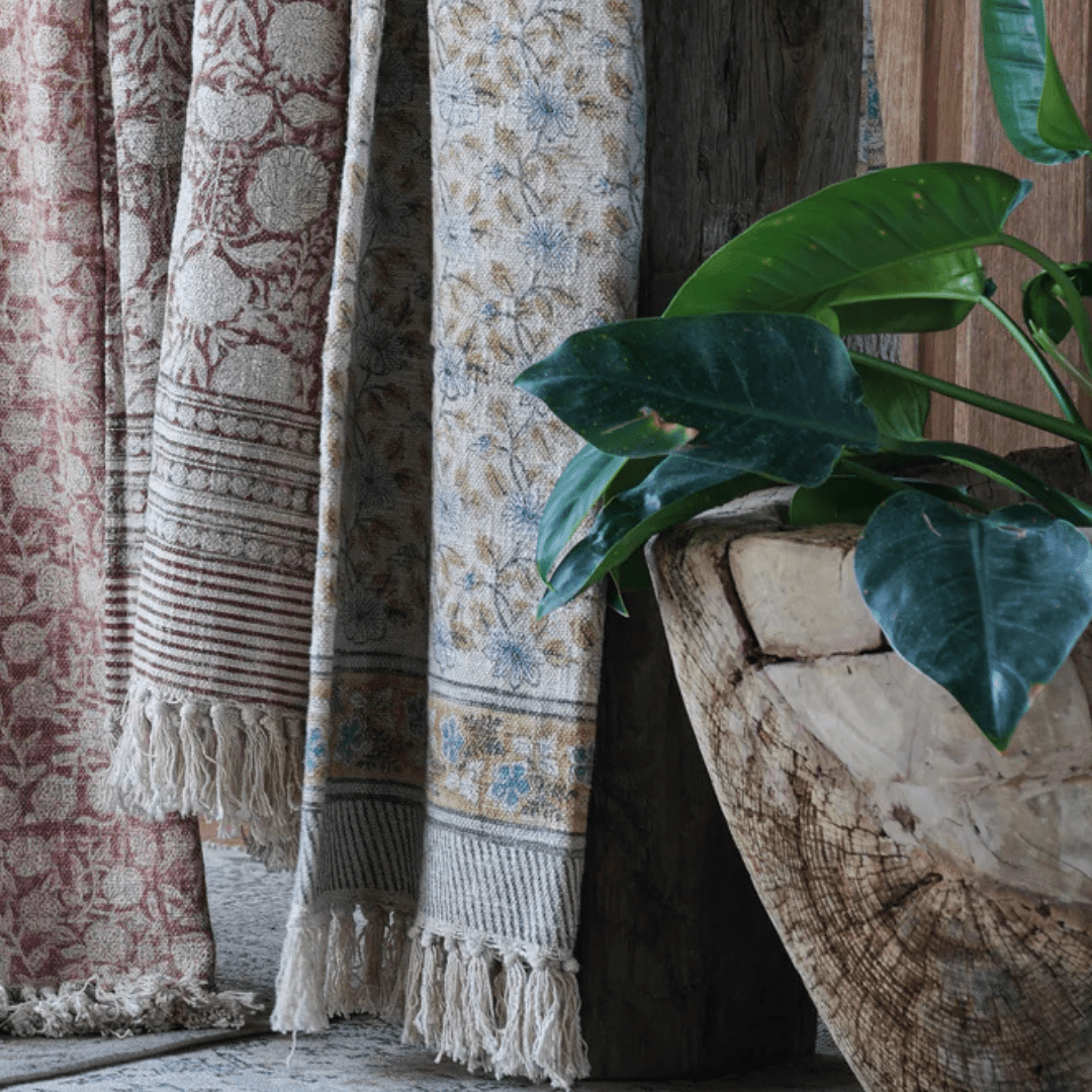 Sunniva Handloom Cotton Throw Floral Print - Throw - Hello Norden