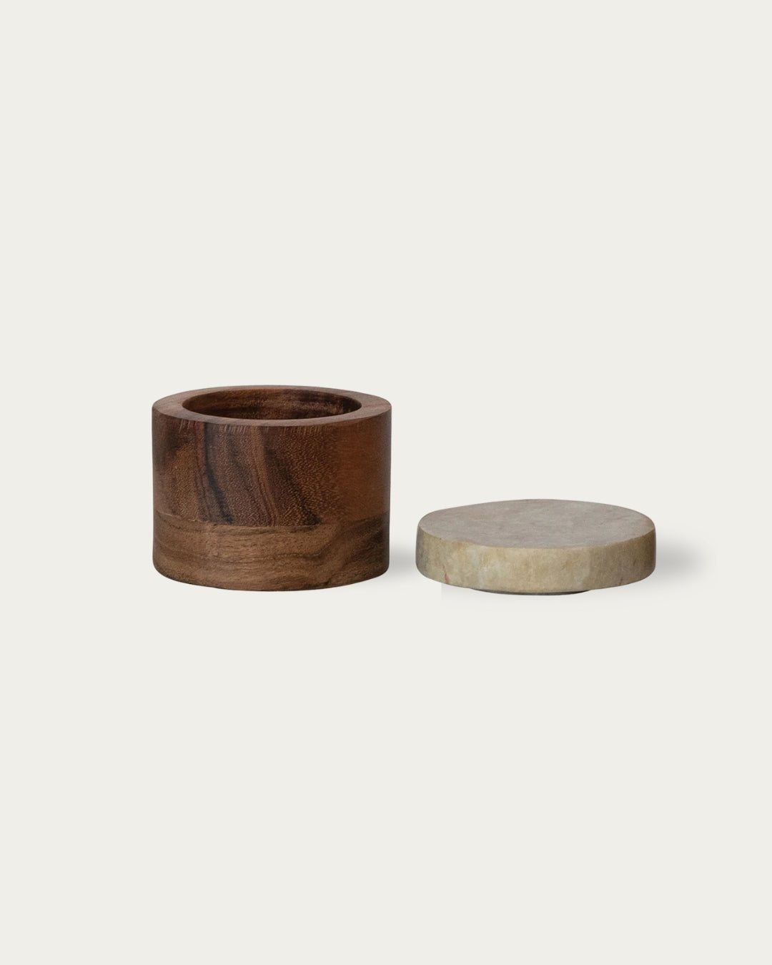 Synnove Wood Container with Marble Lid - Kitchen & Dining - Hello Norden