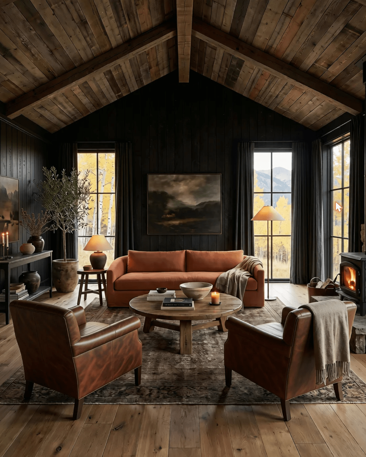 terracotta linen slipcovered sofa living room custom furniture modern mountain Hello Norden