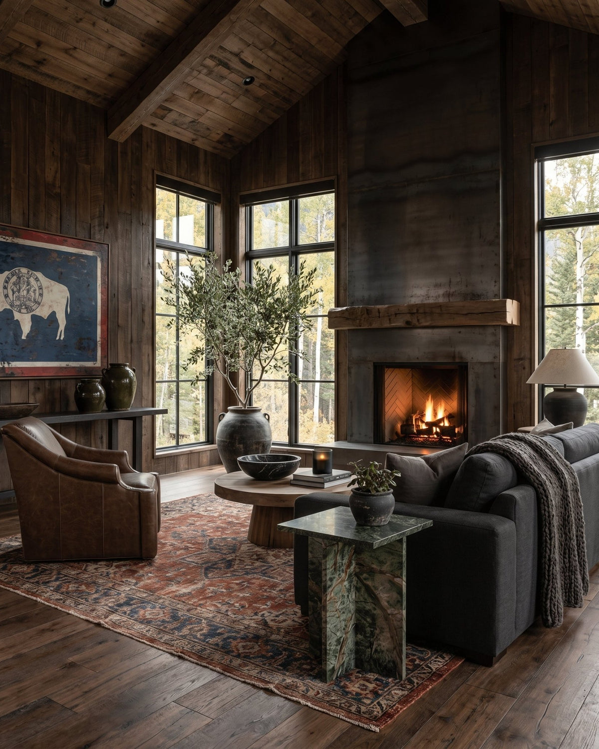 modern mountain Torjus Coffee Table Hello Norden, shown in a rustic modern room