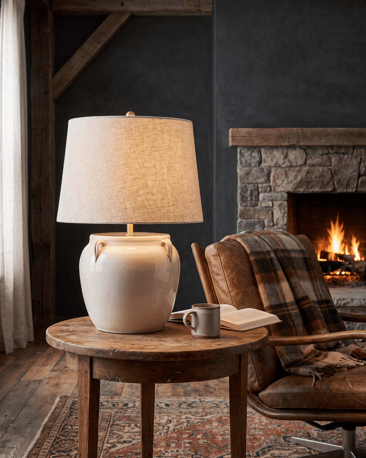 living room furniture modern mountain table lamp Hello Norden - Torolf Table Lamp, styled in a modern rustic room