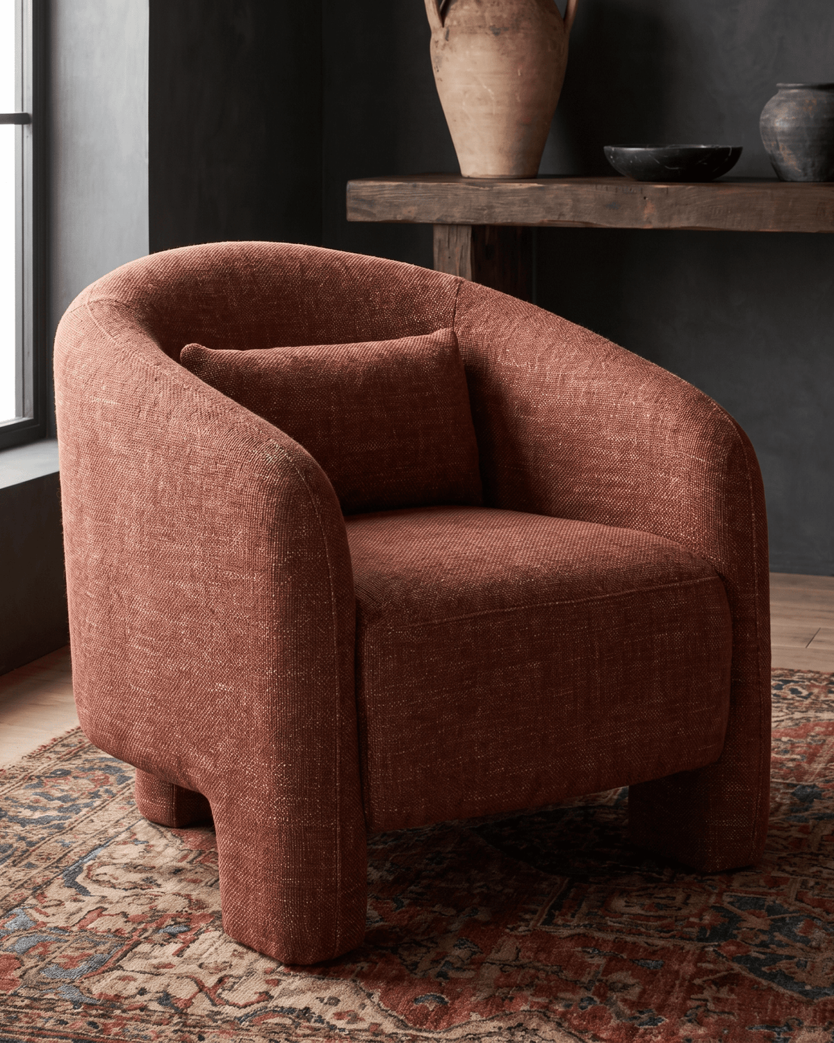 living room furniture modern mountain chair Hello Norden - Trygve Chair, styled in a modern rustic room