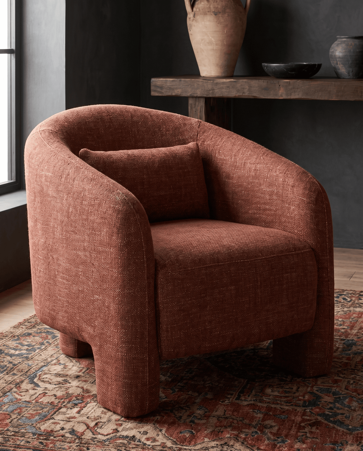 living room furniture modern mountain chair Hello Norden - Trygve Chair, styled in a modern rustic room