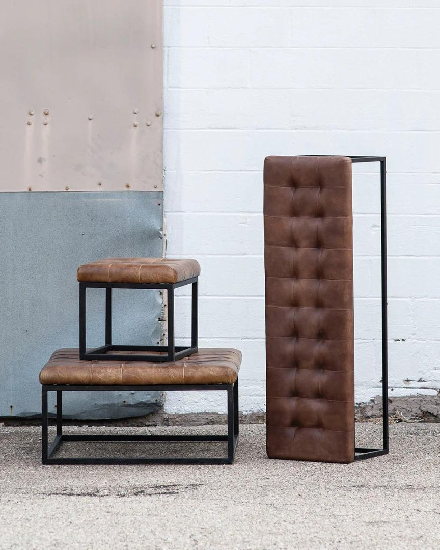 Selma Leather Ottoman - Ottomans & Poufs - Hello Norden