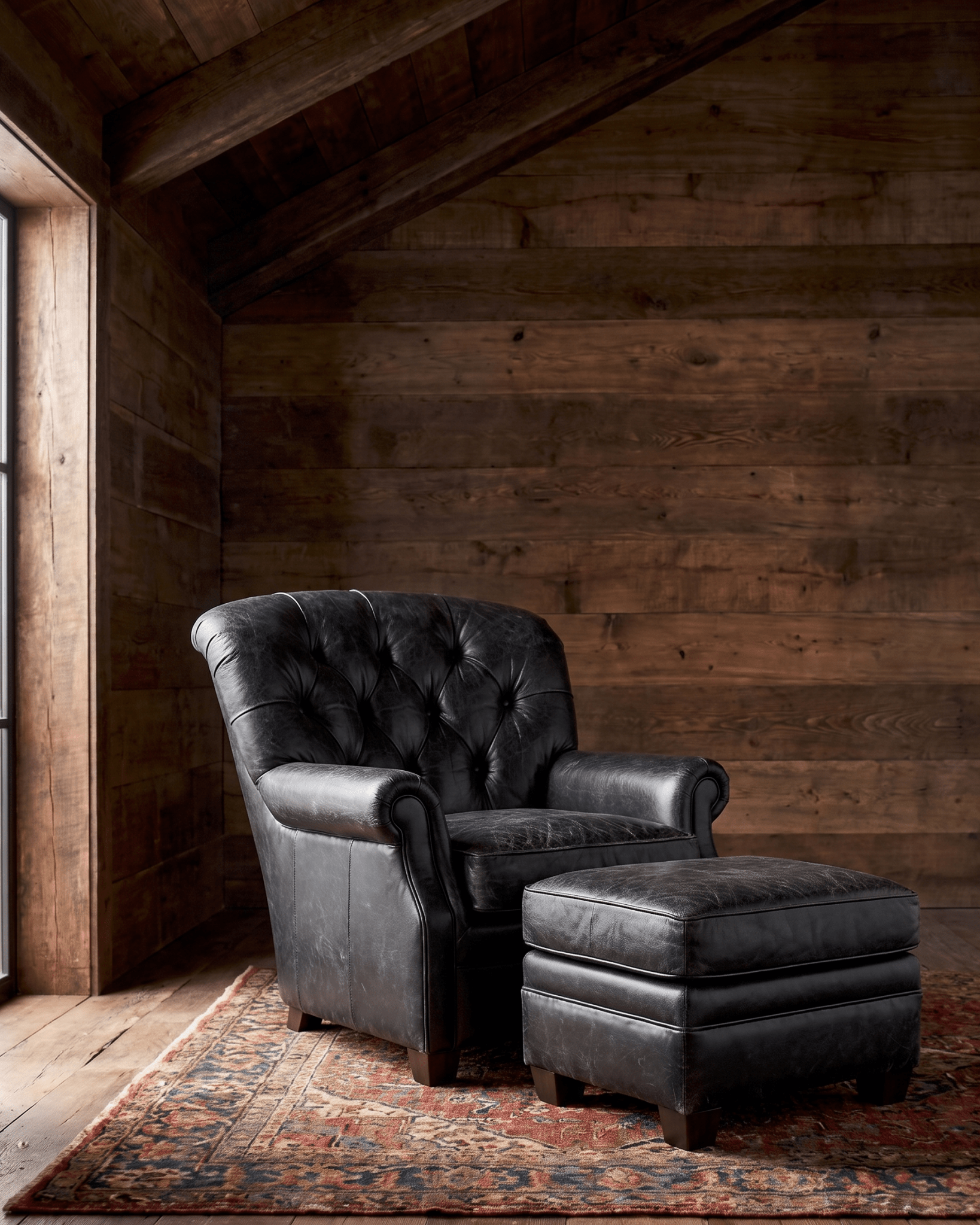 Hello Norden - Tyler Lounge Chair - with the matching Tyler Ottoman Custom Furniture Modern Mountain Living Room