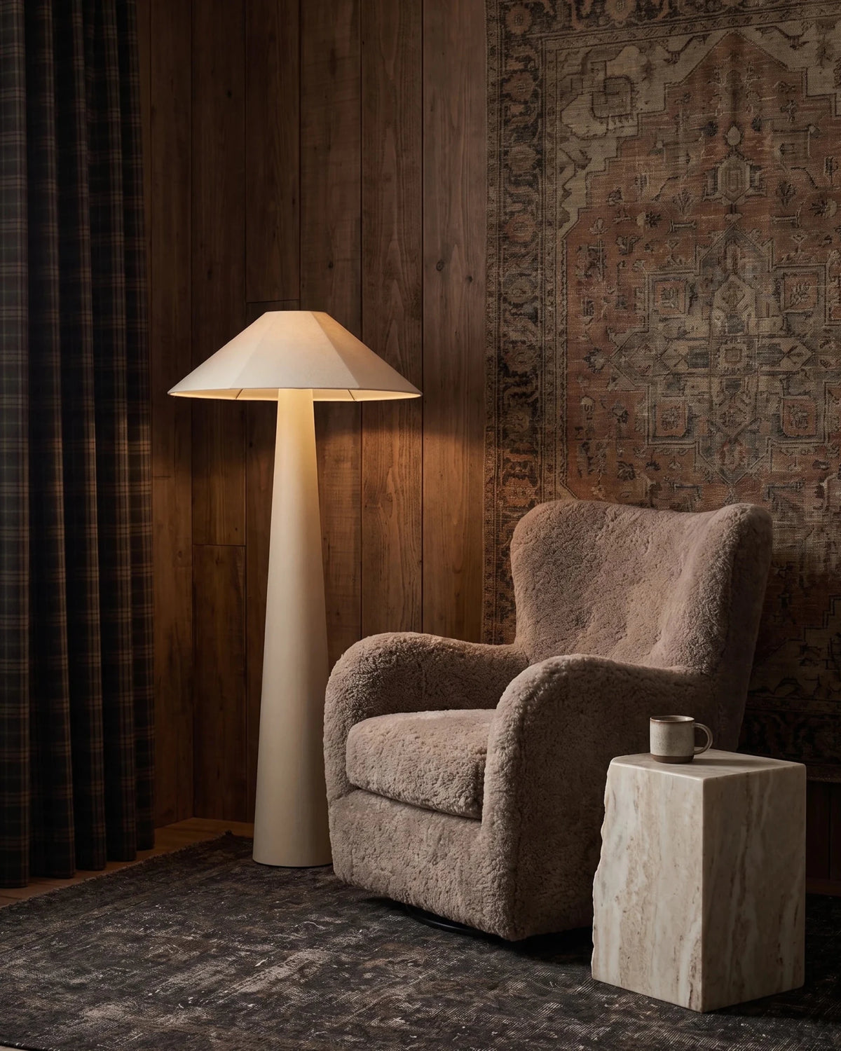 Modern Mountain cream cloth floor lamp living room furniture and vintage decor