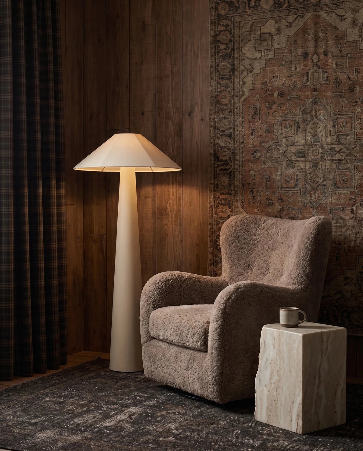Modern Mountain cream cloth floor lamp living room furniture and vintage decor