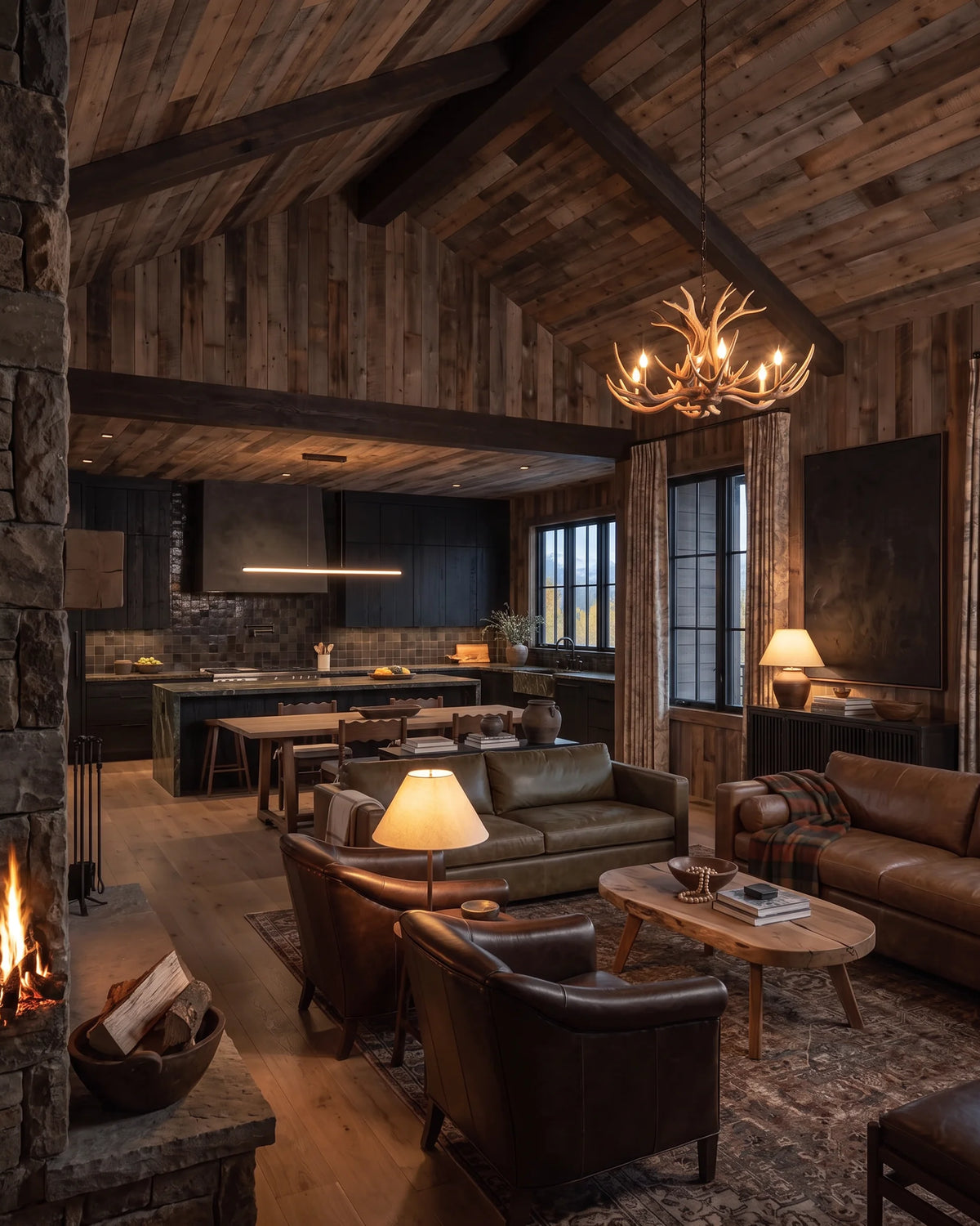 Odd Dining Chair room scene — Antler Draw Modern Rustic Living Room | Hello Norden