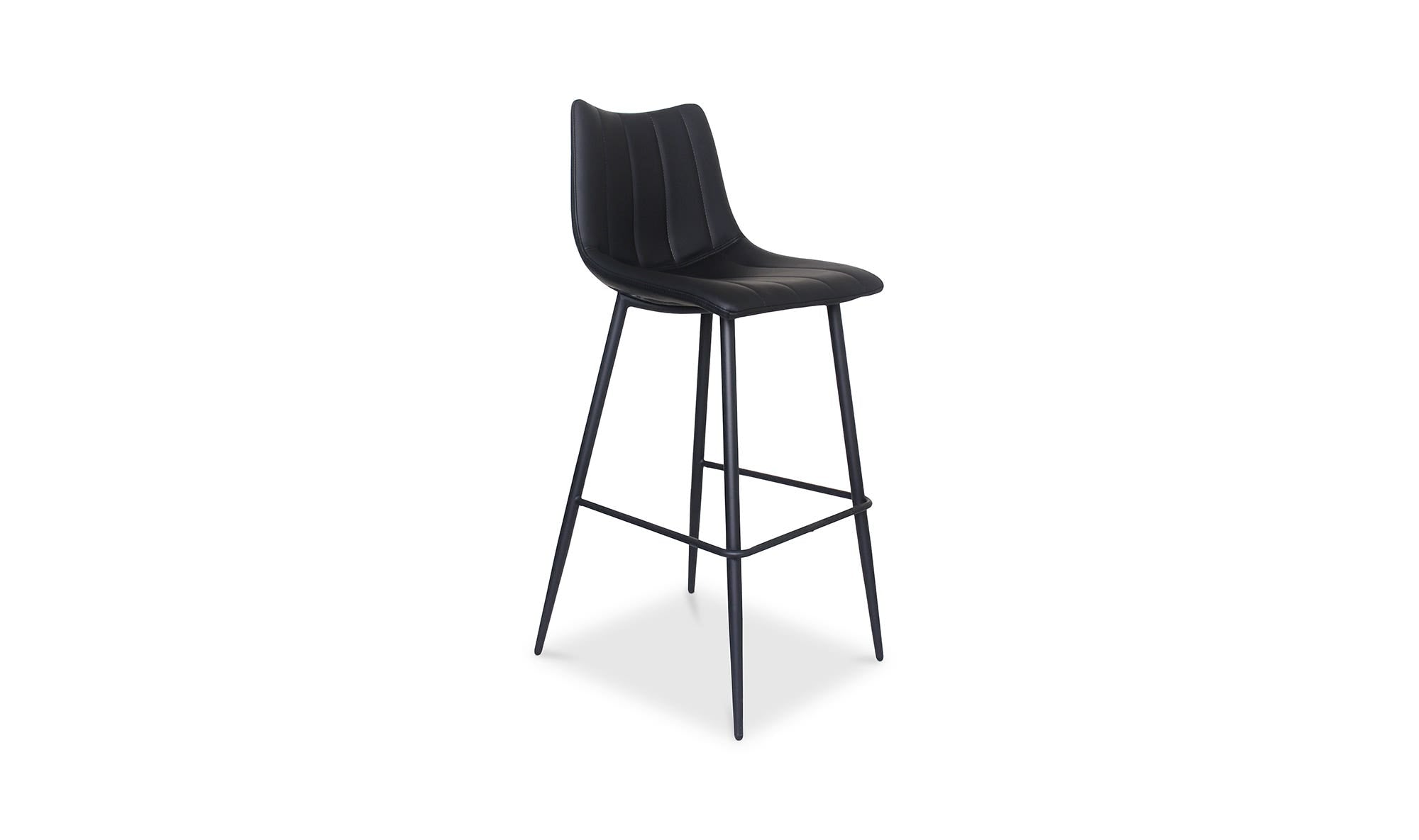 Valdemar Leather Bar Stool - Black - angle
