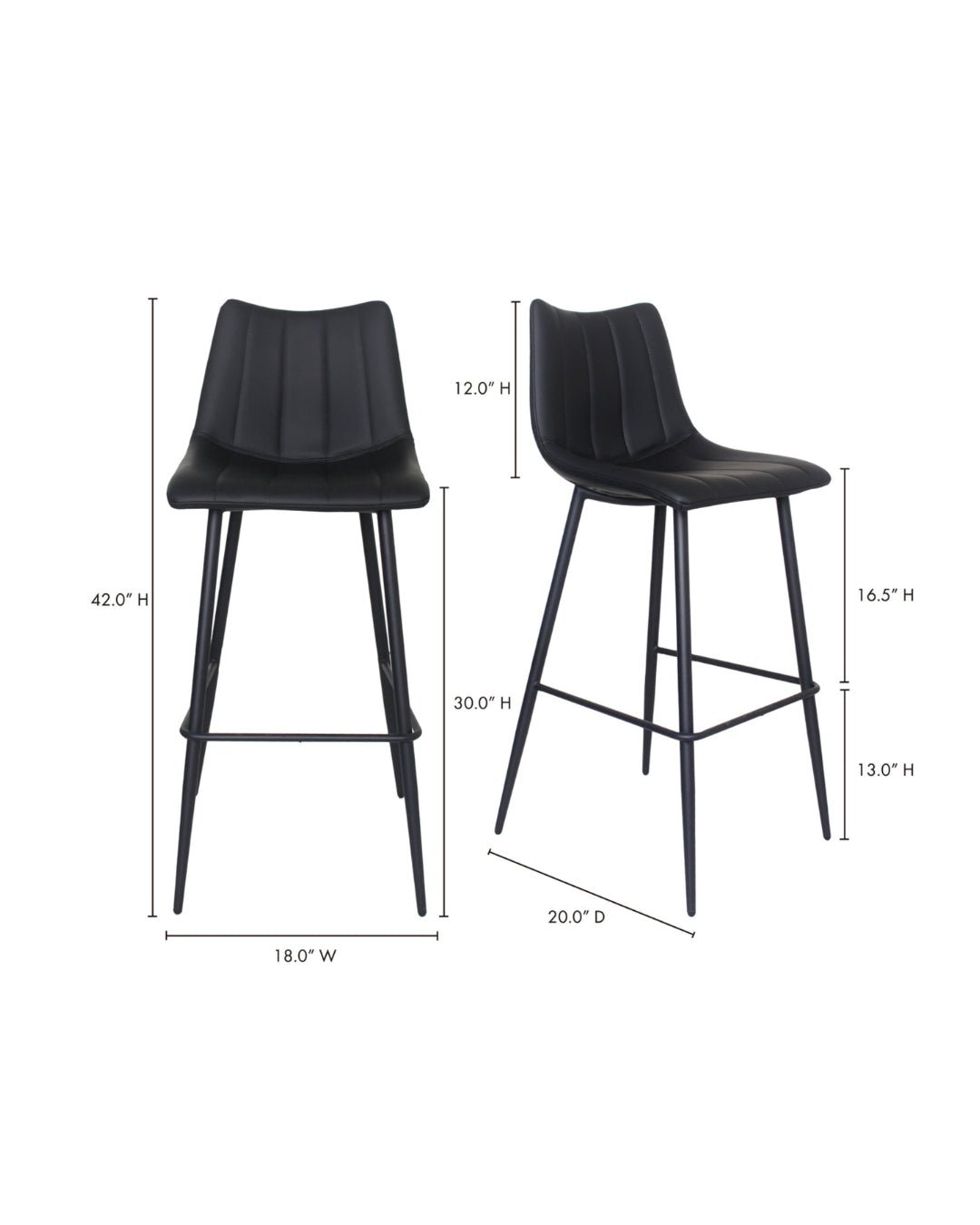 Valdemar Faux Leather Bar Chairs (Set of 2) - Bar Stools - Hello Norden