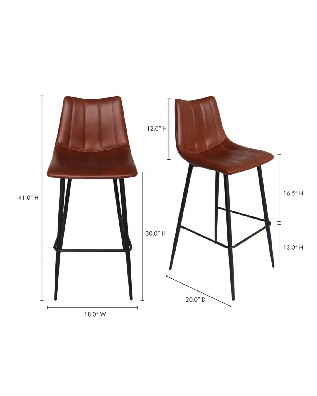 Valdemar Faux Leather Bar Chairs (Set of 2) - Bar Stools - Hello Norden
