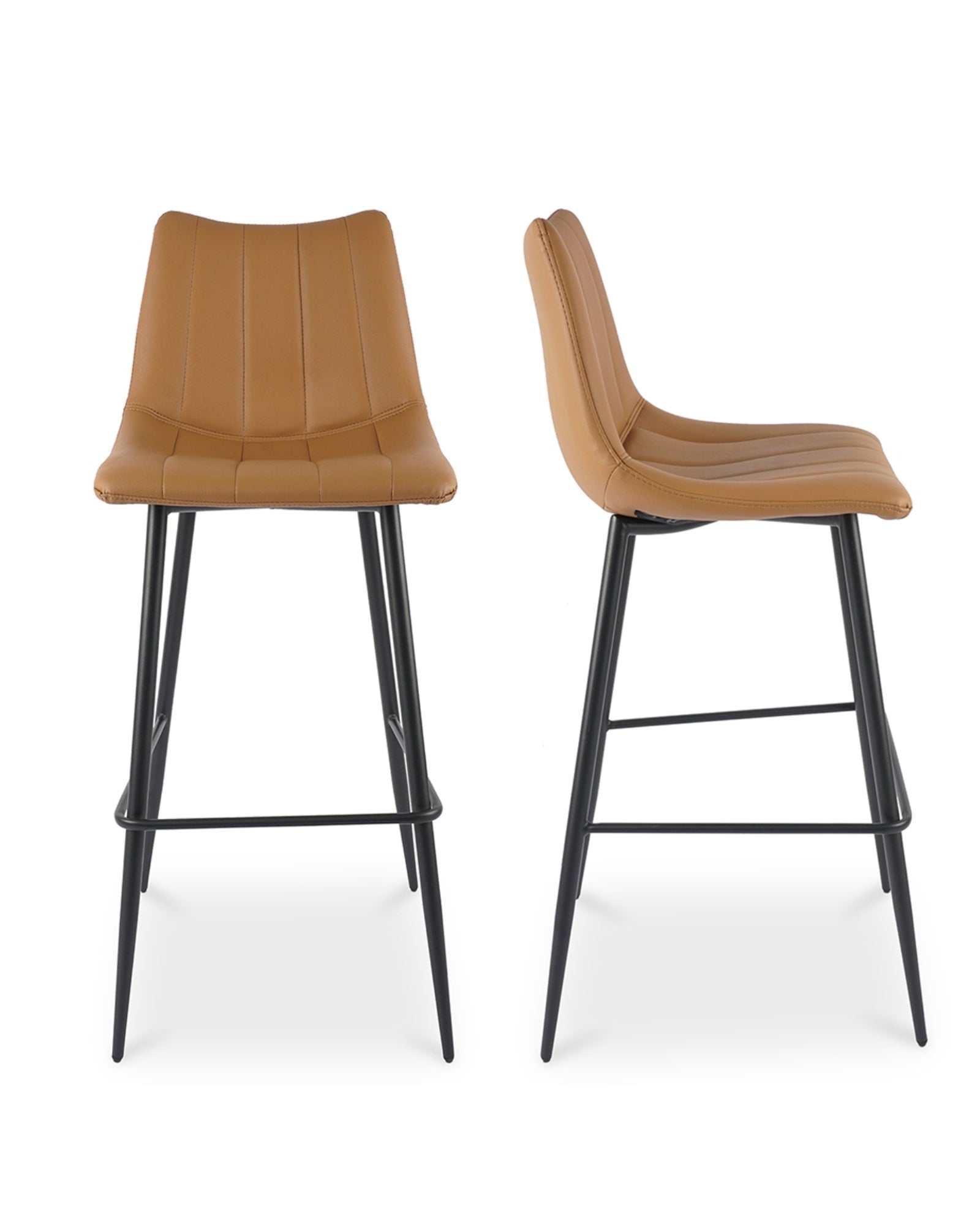 Valdemar Leather Bar Chairs (Set of 2) - Bar Stools - Hello Norden