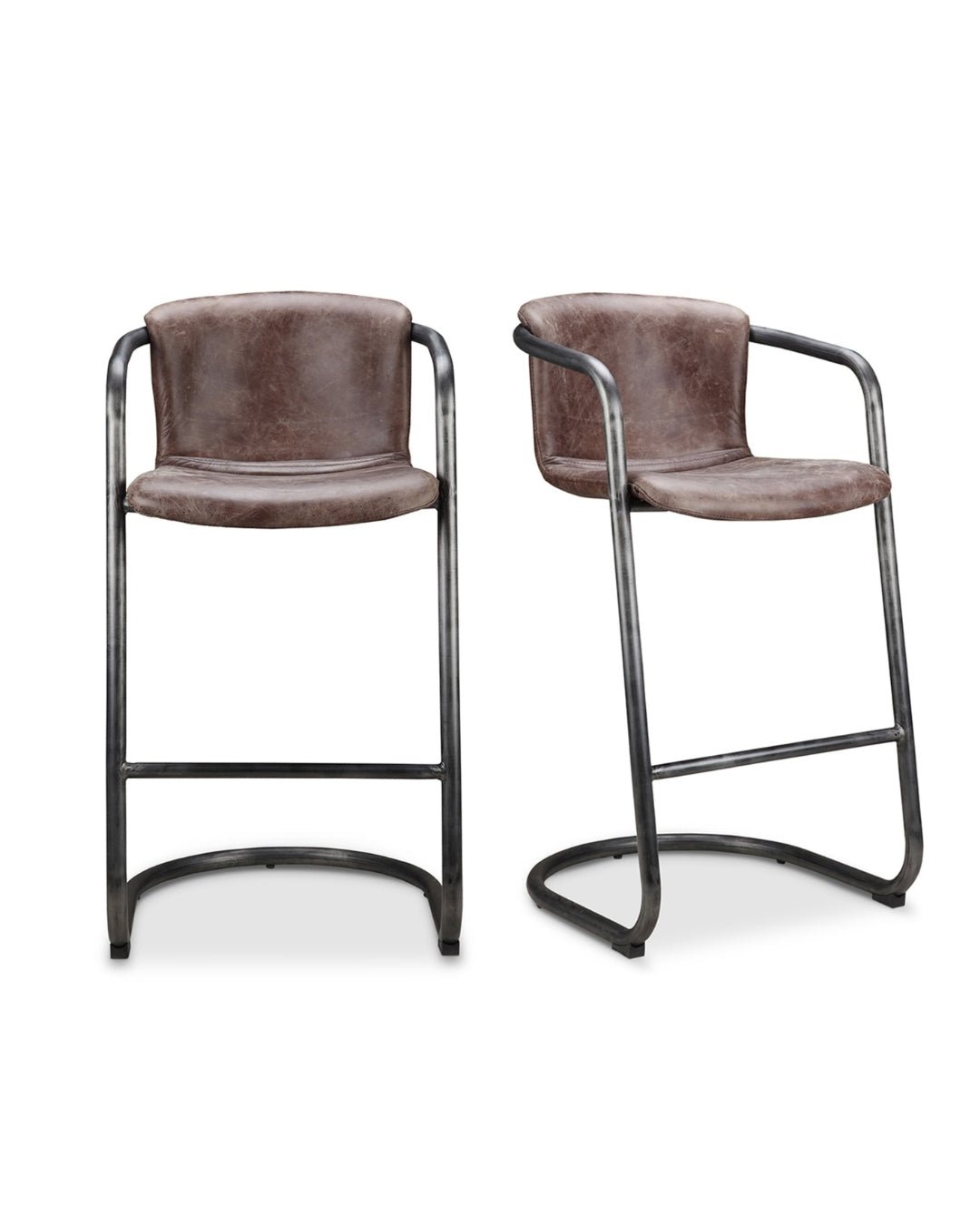 Victor Leather Bar Chair (Set of 2) - Bar Stools - Hello Norden