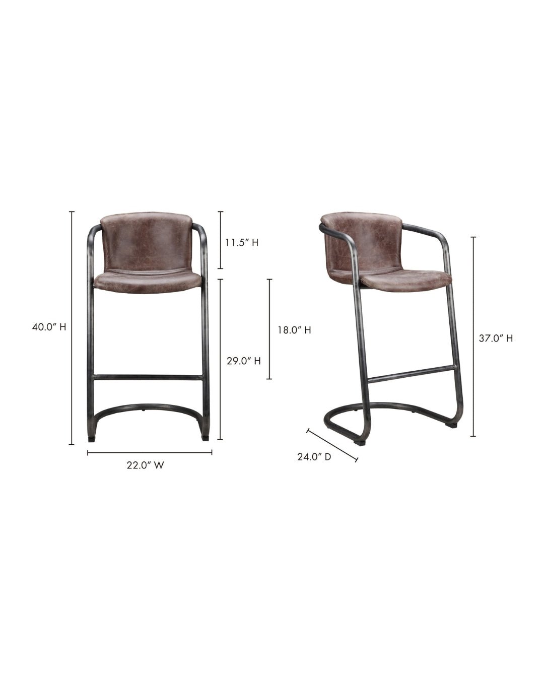 Victor Leather Bar Chair (Set of 2) - Bar Stools - Hello Norden
