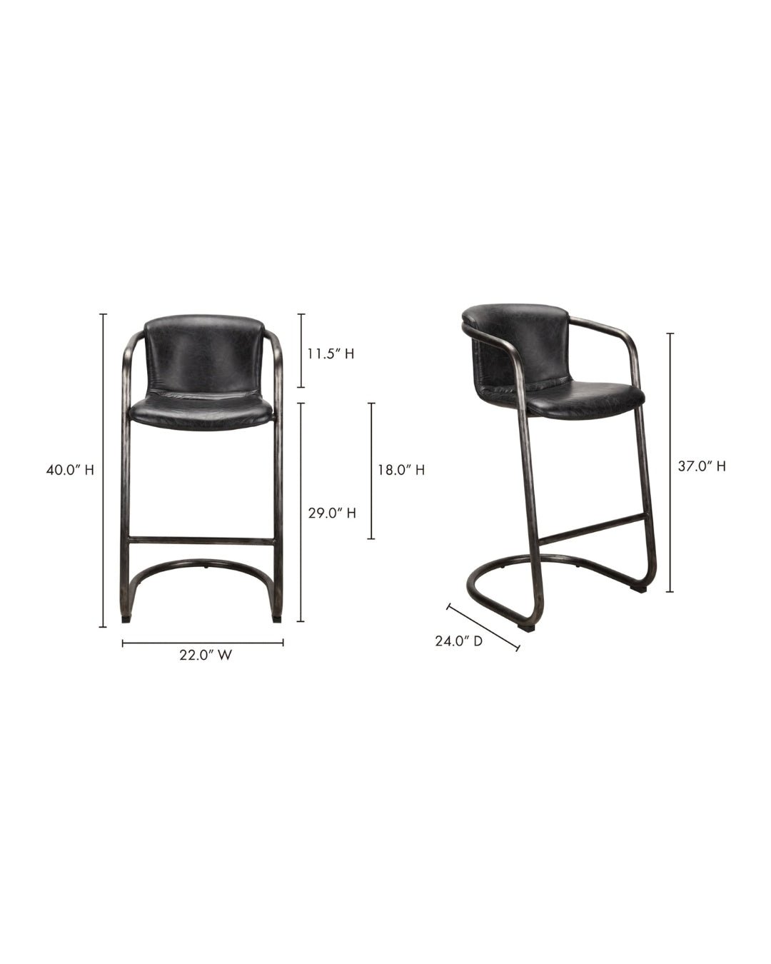Victor Leather Bar Chair (Set of 2) - Bar Stools - Hello Norden