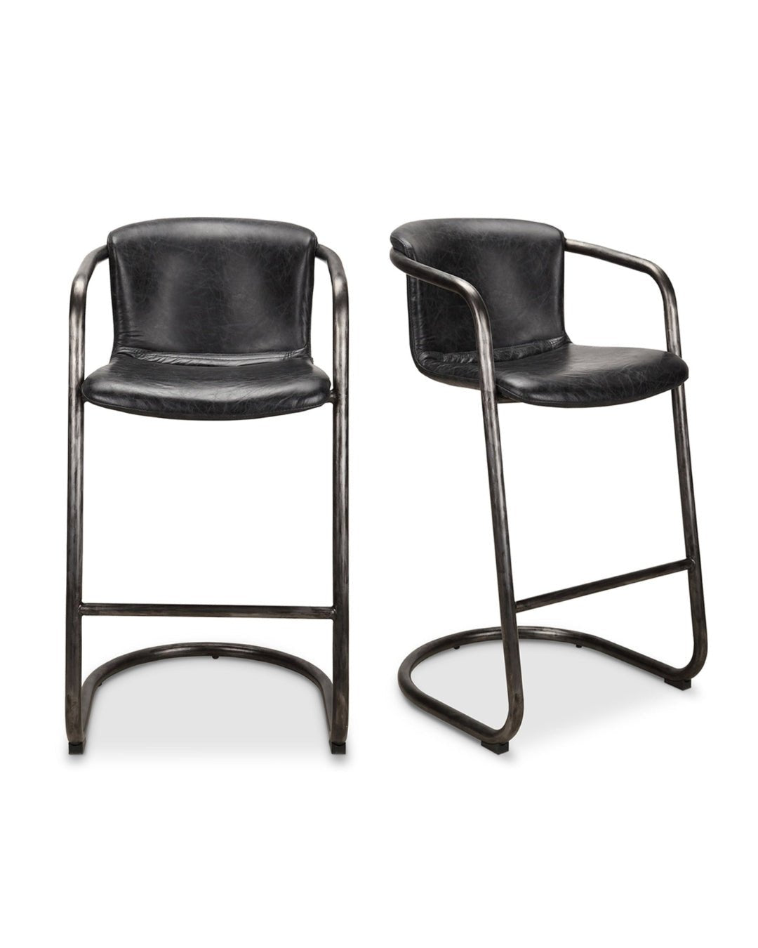 Victor Leather Bar Chair (Set of 2) - Bar Stools - Hello Norden