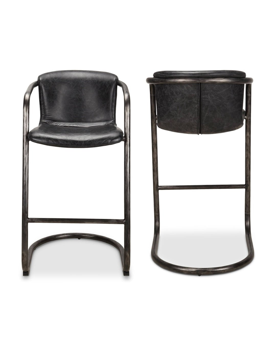 Victor Leather Bar Chair (Set of 2) - Bar Stools - Hello Norden