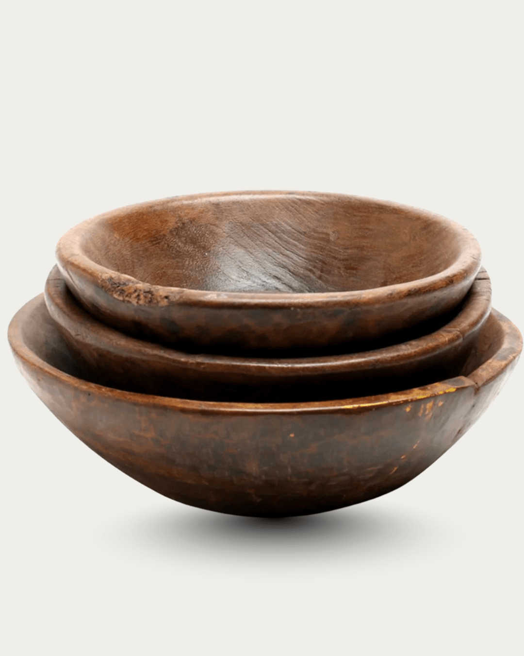 Vintage Shallow Wood Bowls - Bowls - Hello Norden
